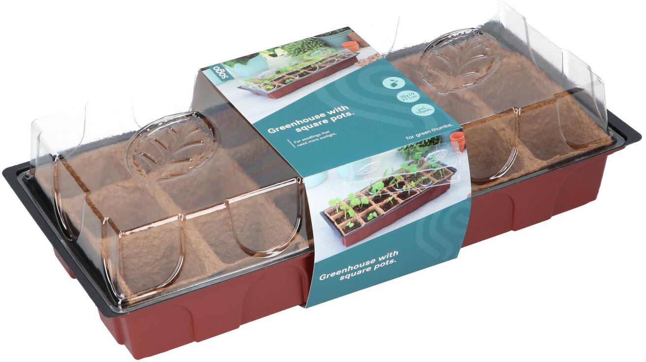 SOGO kweekkas met 18 turfpotjes - 39cm x 19cm x 11cm afbeelding