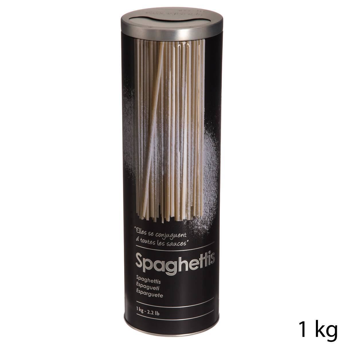 5Five Spaghettidoos – Zwart – Luxe voorraadpot – Duurzaam metaal met relief