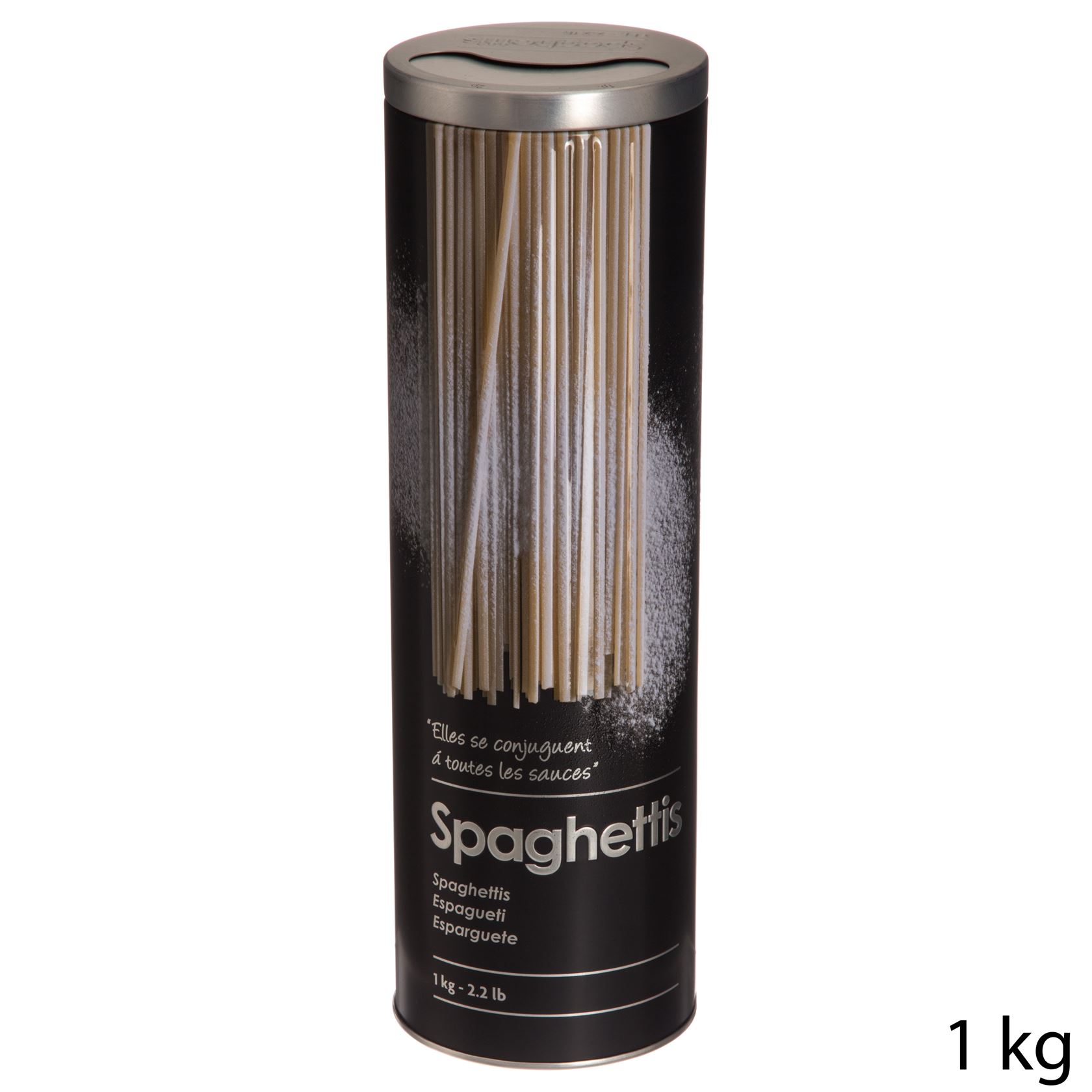 5Five Spaghettidoos– Zwart – Luxe voorraadpot – Duurzaam metaal met relief afbeelding