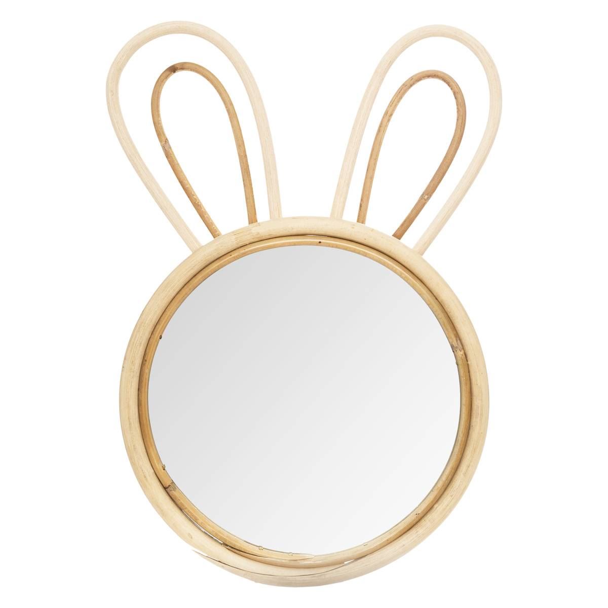 Atmosphera beige Lapin Konijn Spiegel 37x24 cm - Rieten Frame en Structuur - Ophangbaar afbeelding