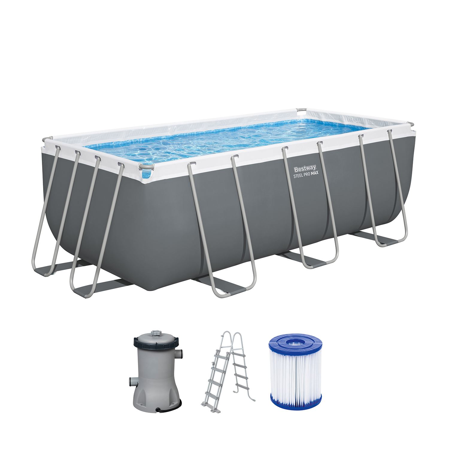 Bestway Steel Pro Max opbouwzwembad - rechthoekig - L412 x B201 x H122 cm afbeelding