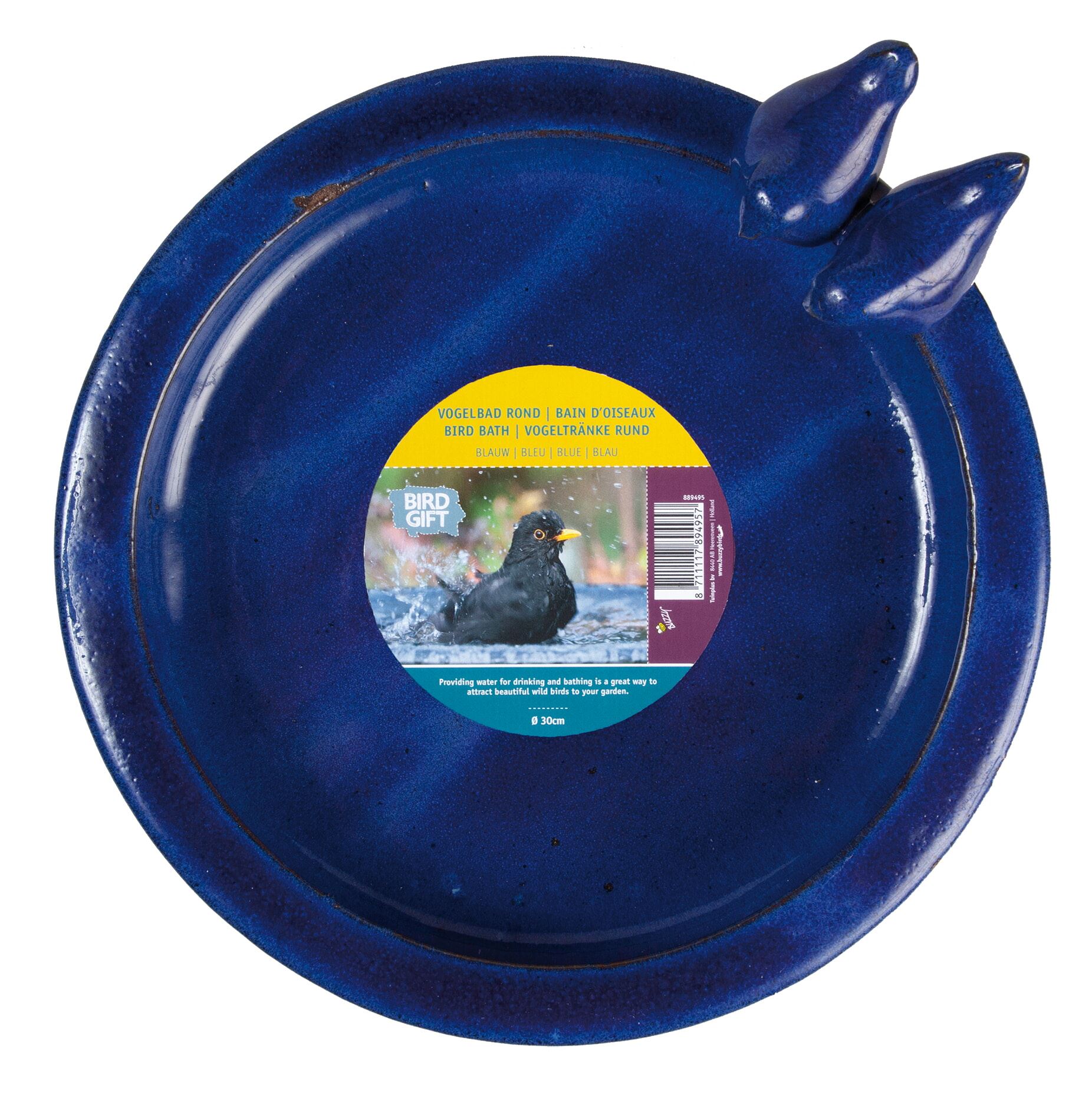 Bûten Gift - Stenen vogelbad rond - blauw - Ø30xH10,5 cm afbeelding