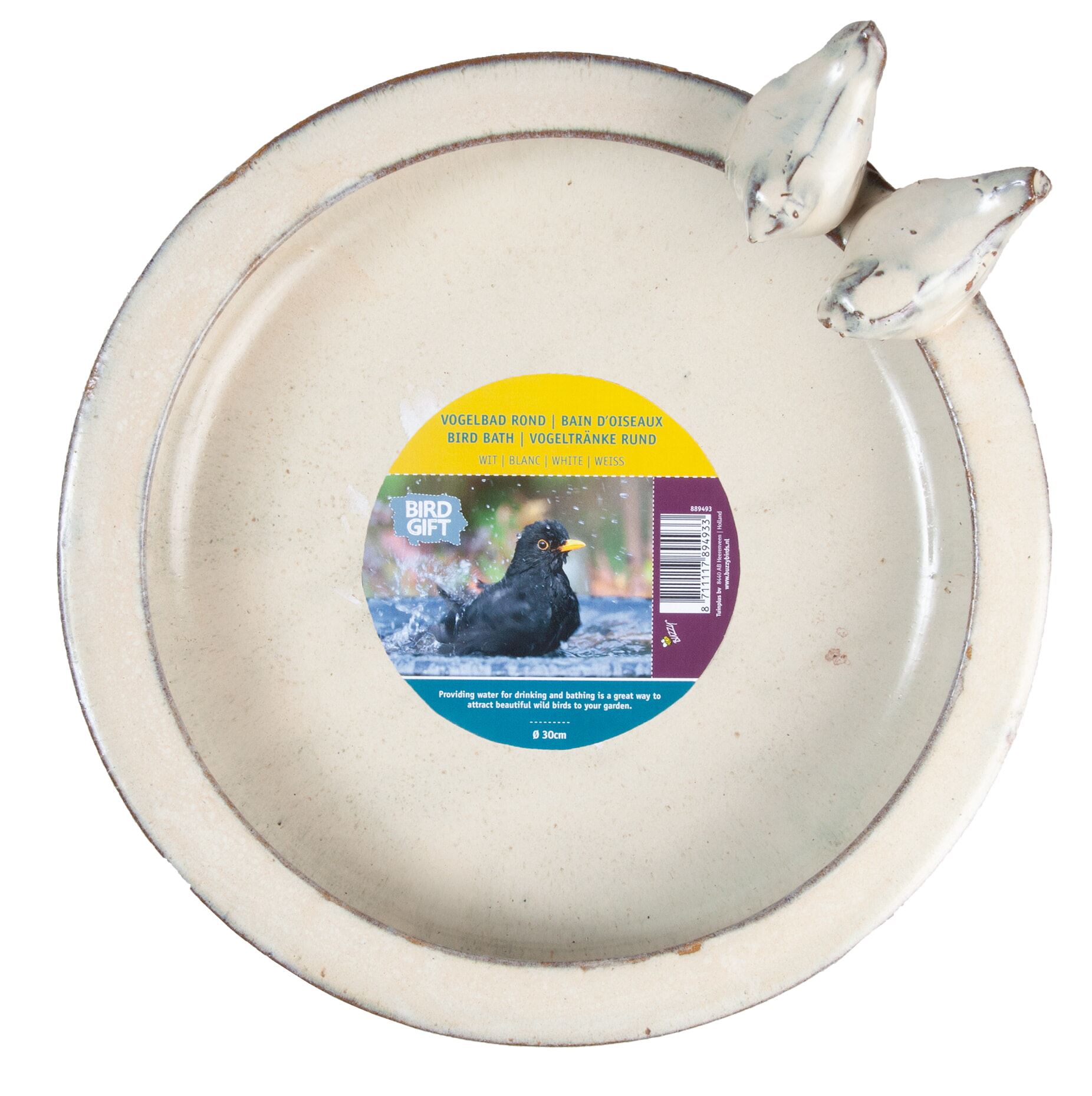 Bûten Gift - Stenen vogelbad rond - wit - Ø30xH10,5 cm afbeelding