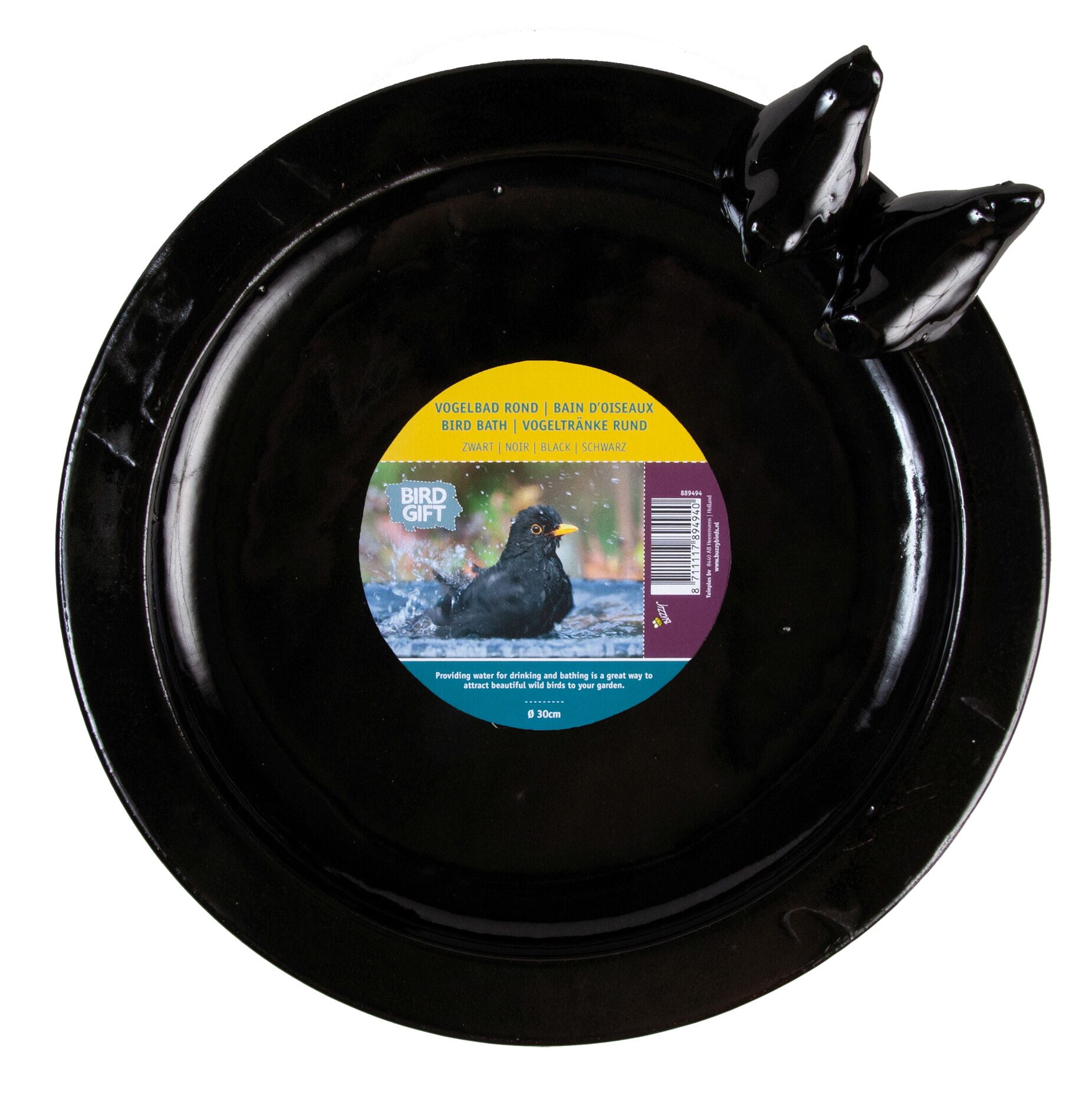 Bûten Gift - Stenen vogelbad rond - zwart - Ø30xH10,5 cm afbeelding