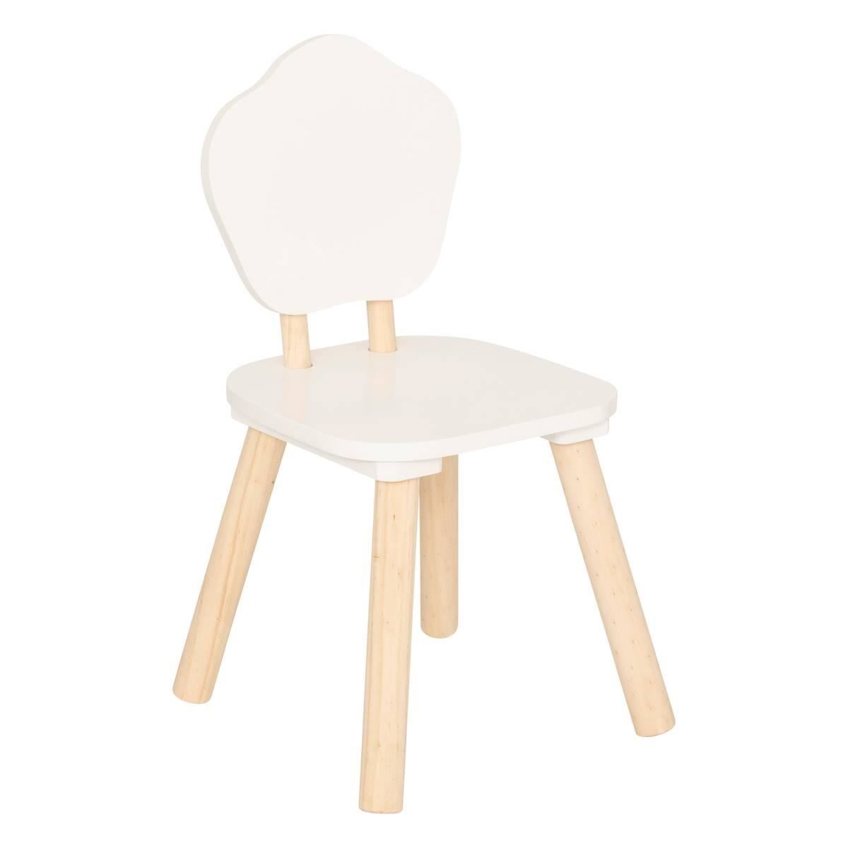 Atmosphera Kids Bloemen Kinderstoel - 23x23x47cm - Wit Grenen/MDF - Ergonomisch & Speels Stoeltje