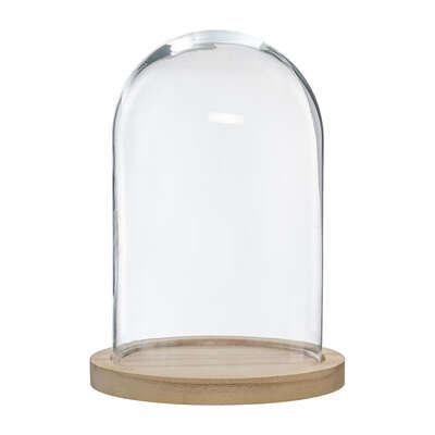 Atmosphera glazen stolp met houten voet - Diameter 14 x H26 cm afbeelding