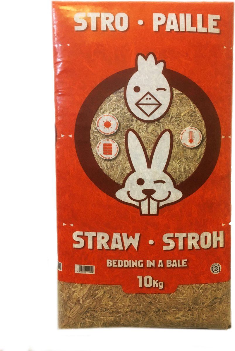 Jopack natuurlijk tarwestro 10kg - Stofvrij&lange vezels - Nestmateriaal en ruwvoer - Voorgesneden Porties afbeelding