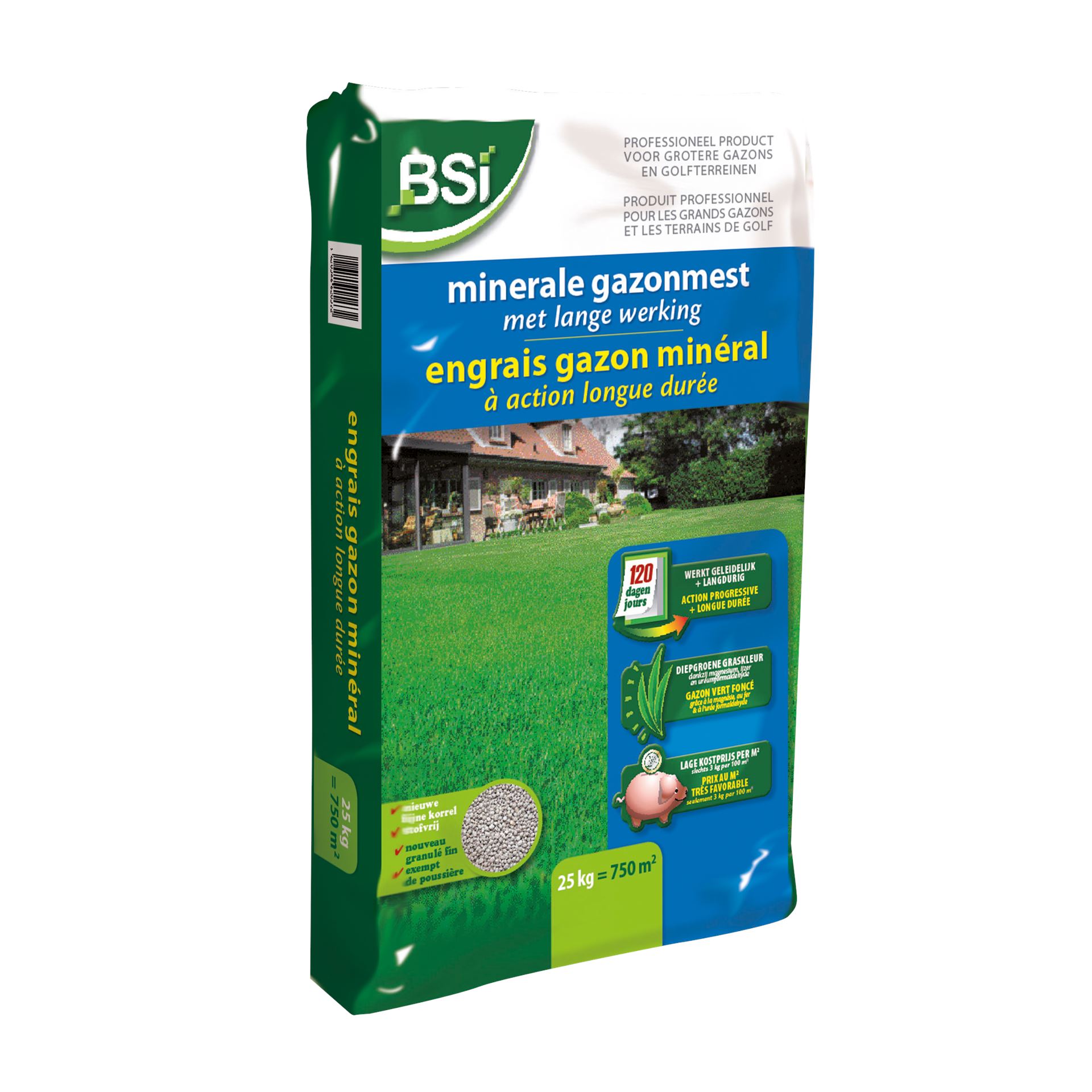 BSI gazonmeststof 25kg voor 750m² - Top Gazon - minerale gazonmest met lange werking afbeelding
