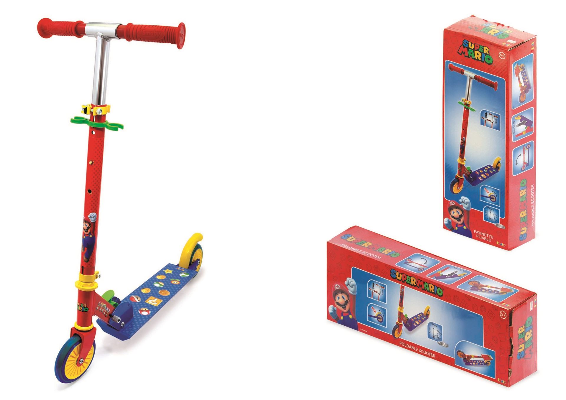 Smoby Kinderstep - Fietsen en rijtuigen - Super Mario uitvoering - Twee wielen - Opvouwbaar afbeelding