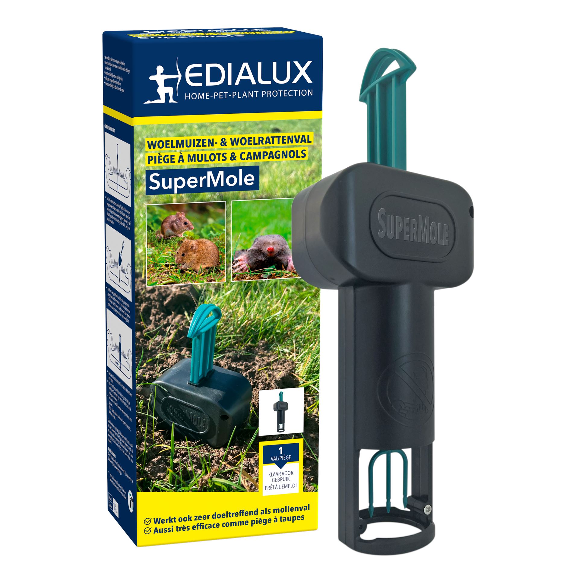Edialux SuperMole– Woelmuizen-&Woelrattenval– Herbruikbaar&Milieuvriendelijk afbeelding