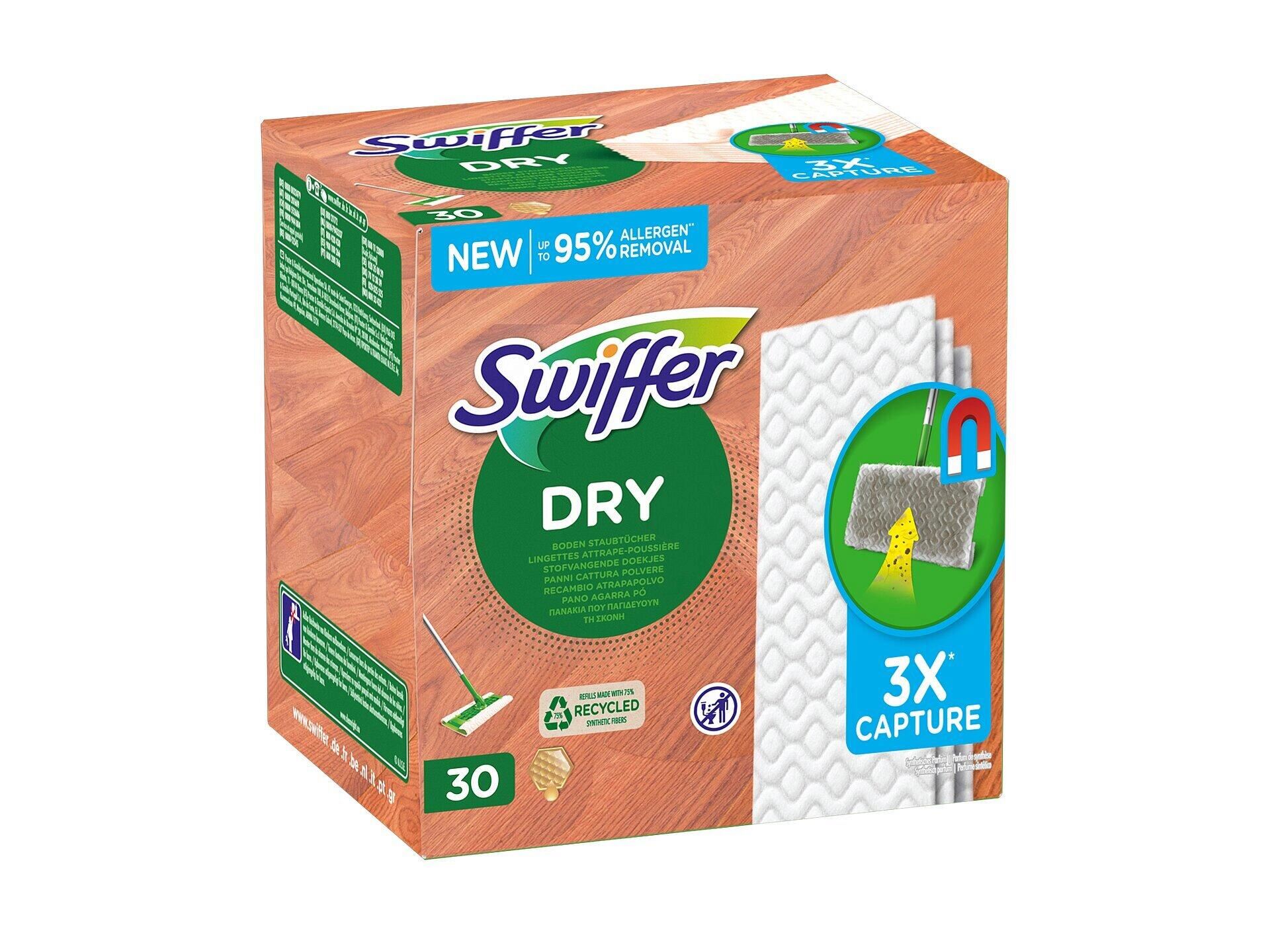 Swiffer Stofwisdoekjes 30st - Navullingen - Voor houten vloer - Huisdierhaar & stof - 100% gerecycleerde vezels