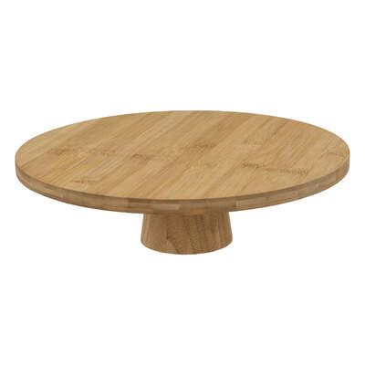 5Five Serveerschaal– Taart/Gebak – Rond Ø28 cm x H8 cm – Bamboe Hout – Op Voet afbeelding