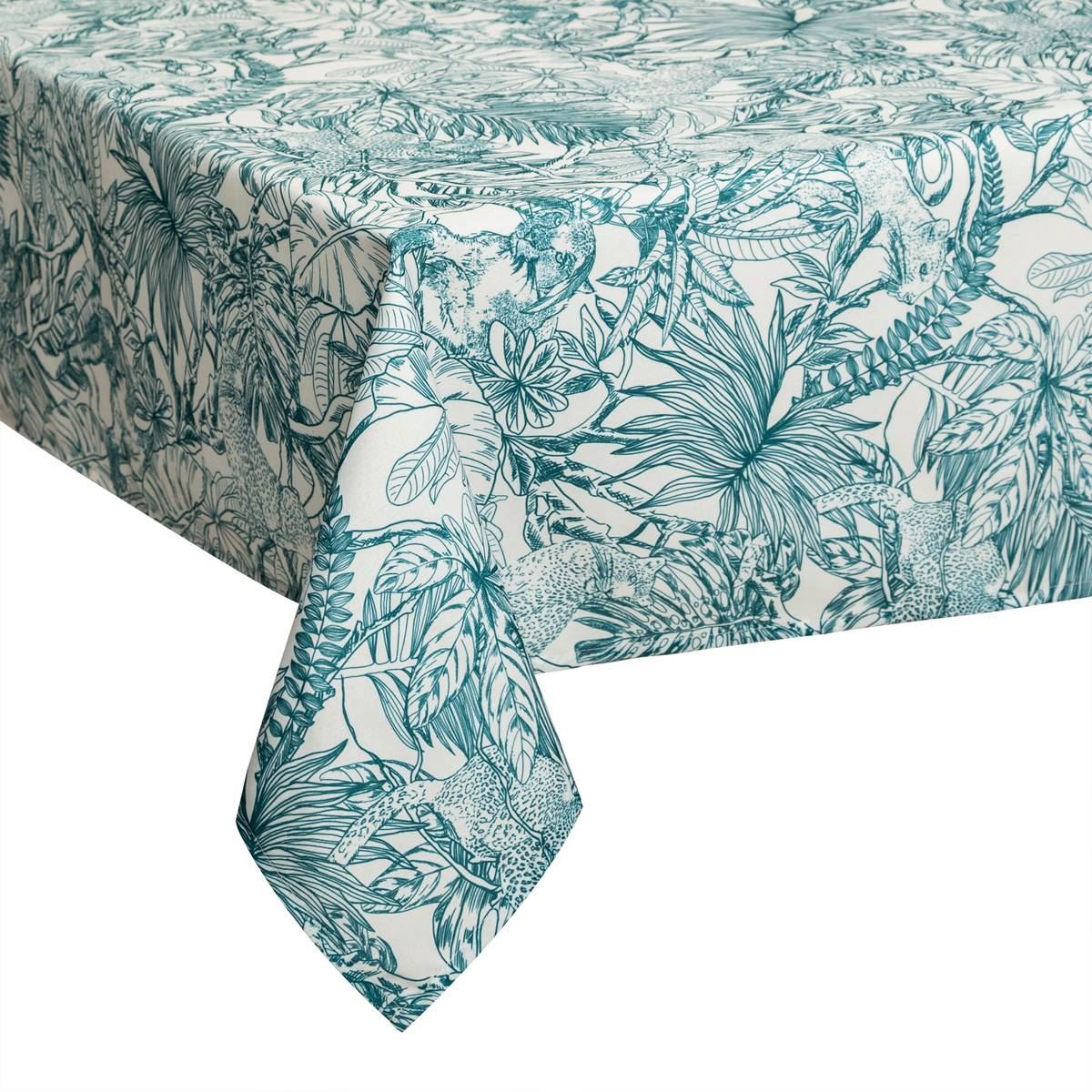 Atmosphera jungle Anti-Vlek Tafelkleed - Groen - Polyester - Afwerking met Zoom - Geschikt voor 1/2-persoonsbed - Onderhoud op 30°C afbeelding
