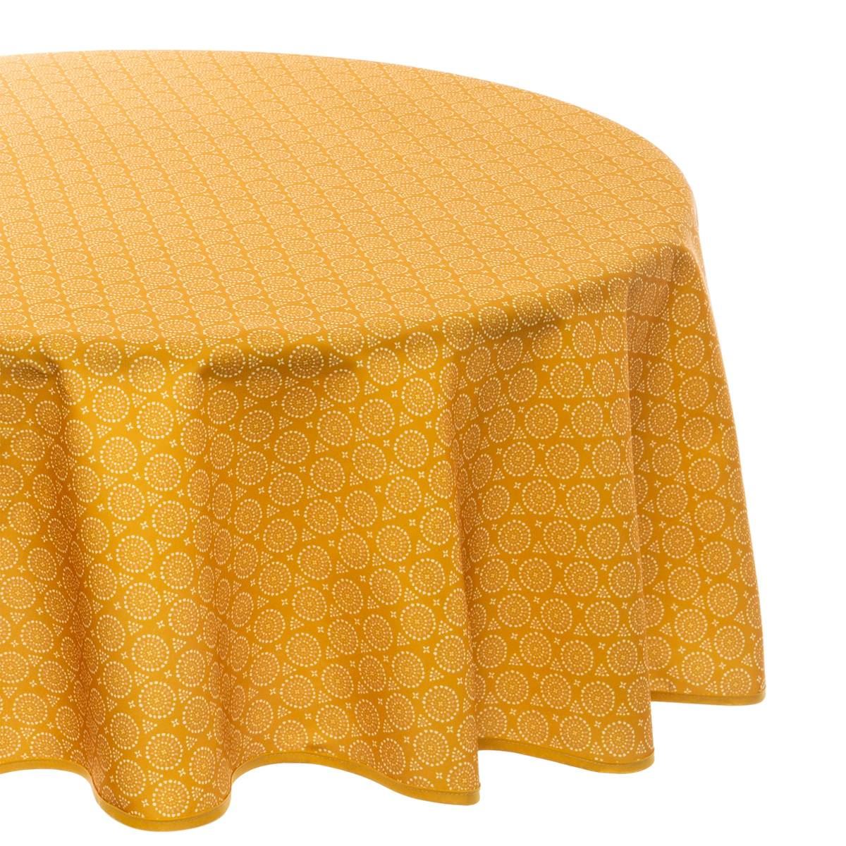 Atmosphera okerkleur Antivlek Tafelkleed D180cm - 140g/m² - Okerkleurige Bies afbeelding