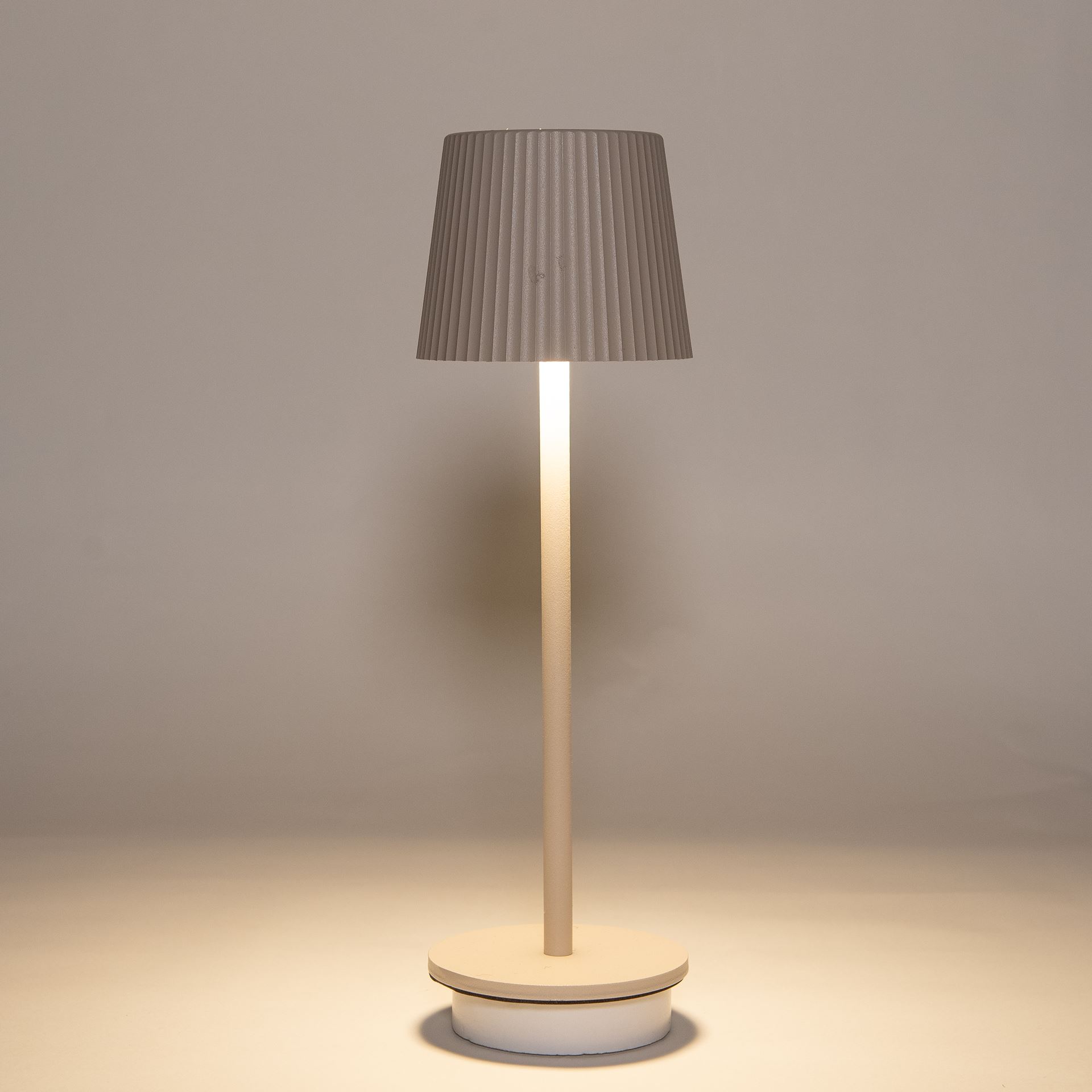 Anna's Collection LED Tafellamp 27x9 cm ribbel zand - Draadloos - Warm Wit Licht - Touch Bediening - Voor Binnen&Buiten