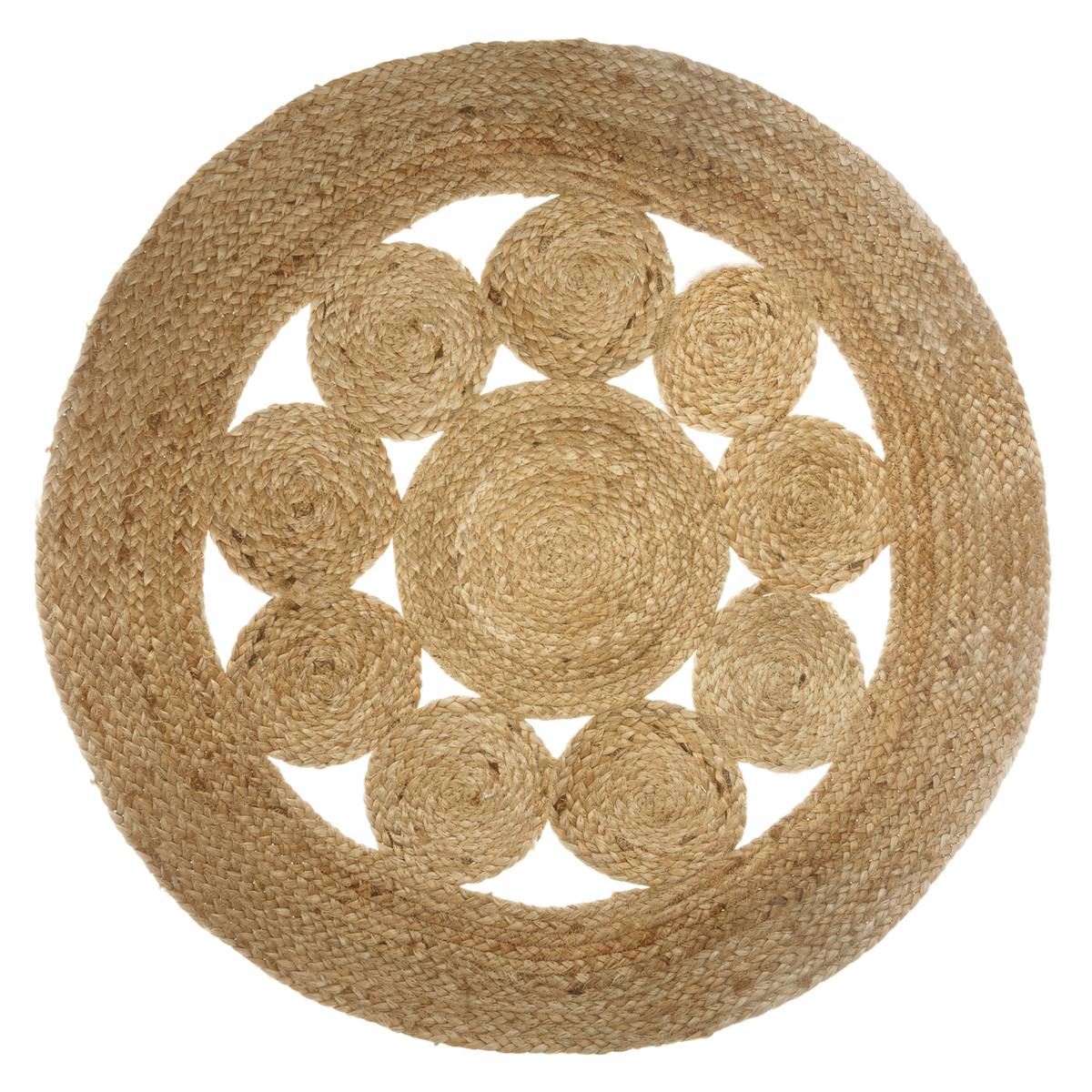 Atmosphera jute tapijt - Rond vloerkleed diameter 80 cm - Met patroon afbeelding