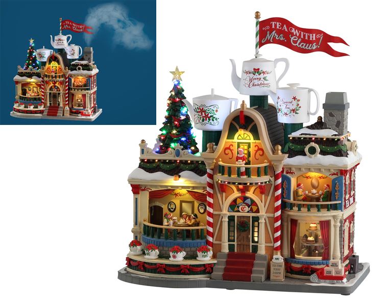 Lemax - 'Tea With Mrs. Claus' - Verlichte Sights & Sounds met animatie & muziek - Inclusief adapter