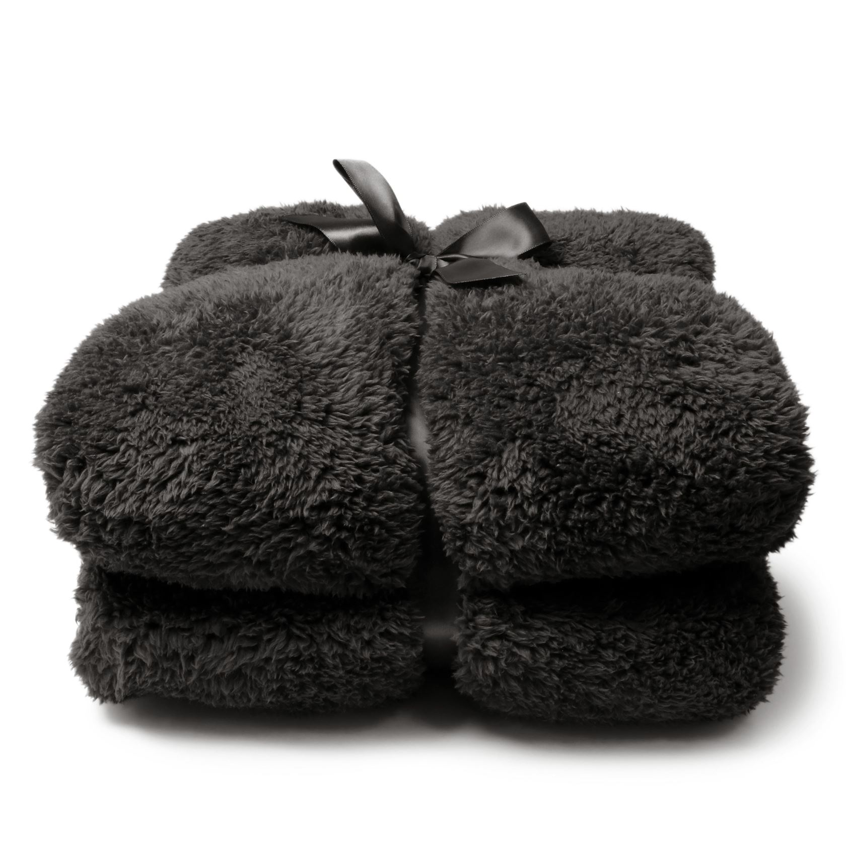Unique Living fleece plaid'Teddy'150x200cm - Donkergrijs afbeelding