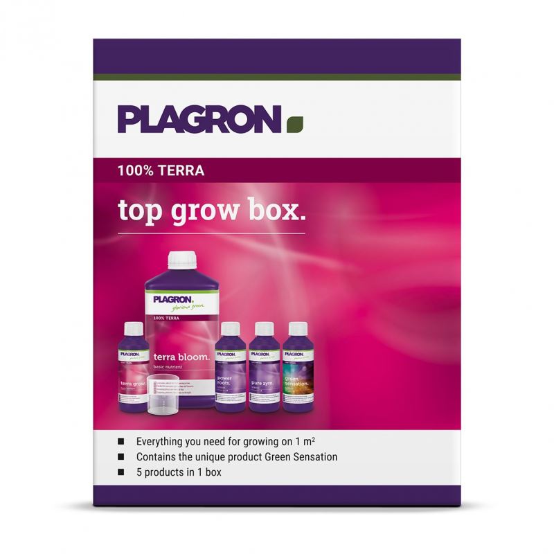Plagron Top Grow Box 100% TERRA minerale kweekbox - 1 m² - 5-in-1 kweekpakket - Snel en optimaal resultaat - Inclusief Green Sensation booster - Binnenkweek