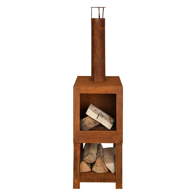 Esschert Design terraskachel met houtopslag roest afbeelding