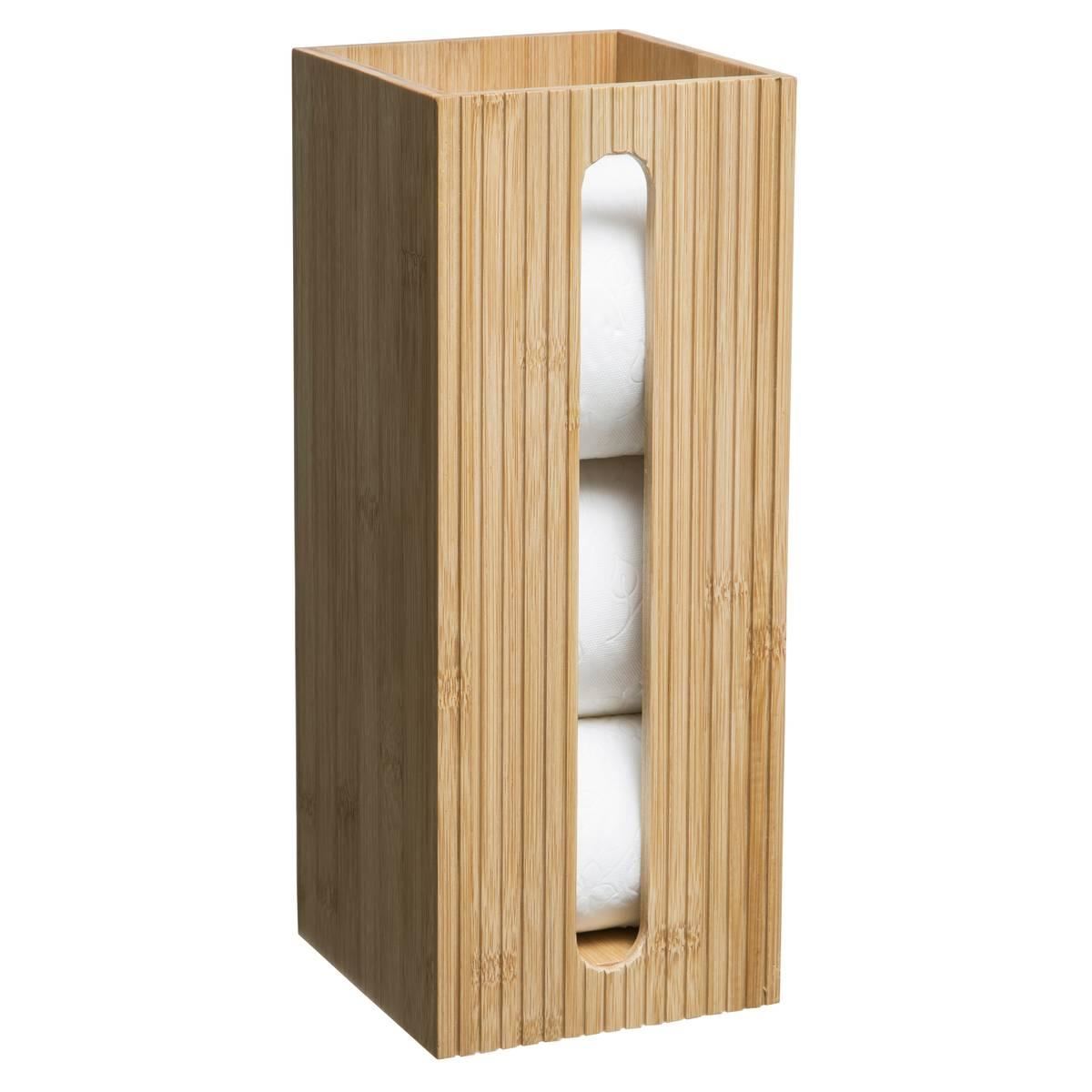 5Five Toiletrolhouder Reservoir - Bamboe - Bruin - 3 Rollen - 36 cm Hoog - Badkamer & Toilet Accessoire