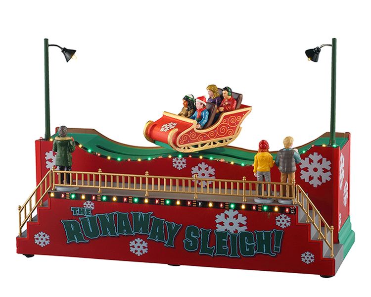 Lemax Carnival Kersthuisje - The Runaway Sleigh - Bewegend Tafereel - 2025 Collectie