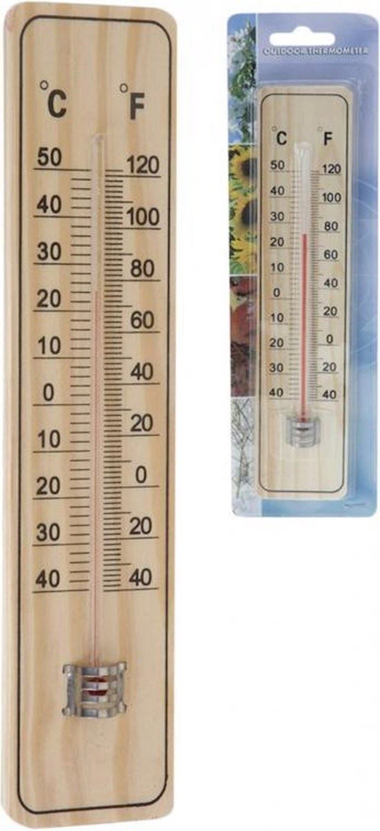 Pro-Garden houten thermometer - 22,5x5cm afbeelding