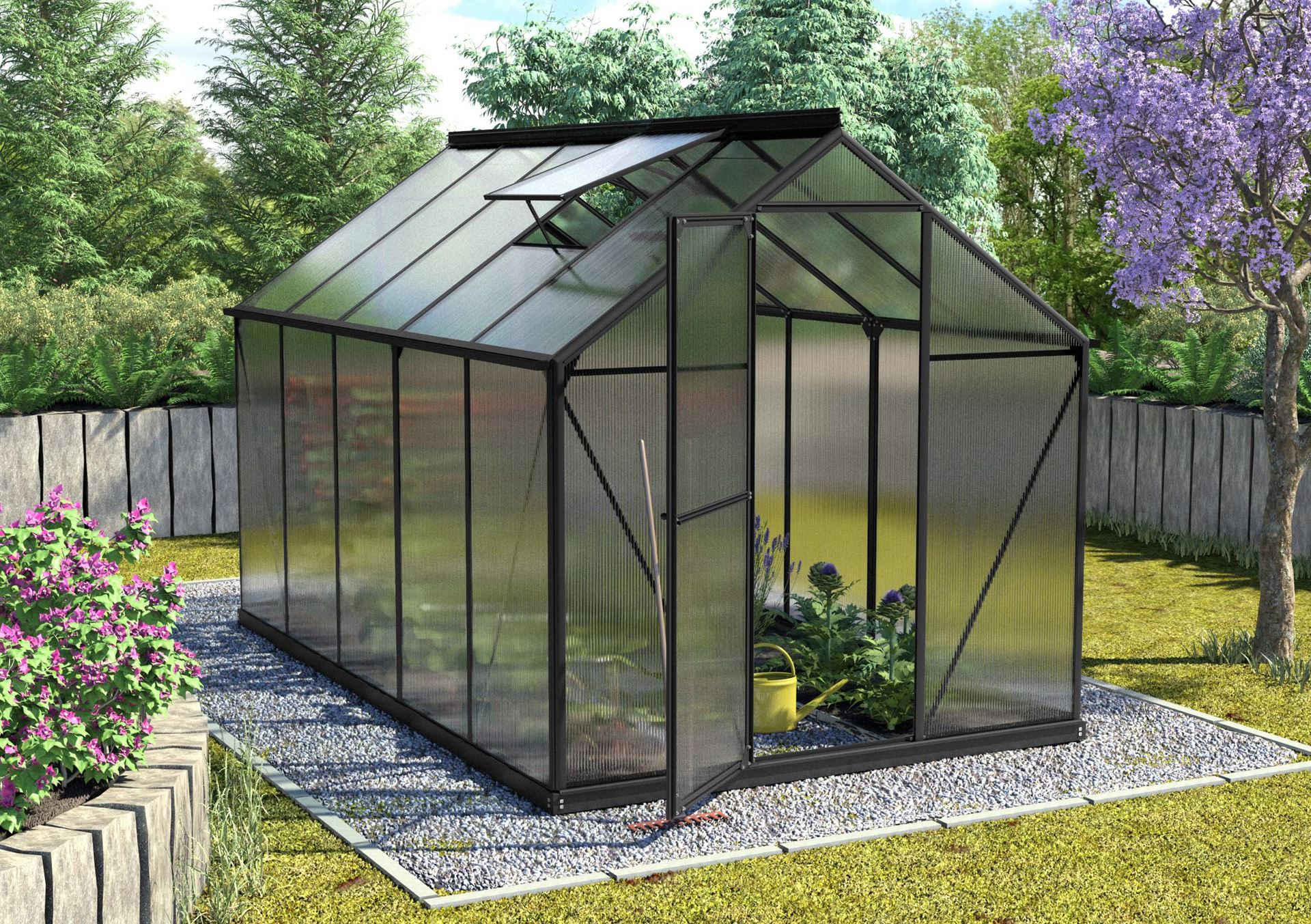 Vitavia Triton serre - 6,2m² - met 6 mm polycarbonaat - Zwart afbeelding