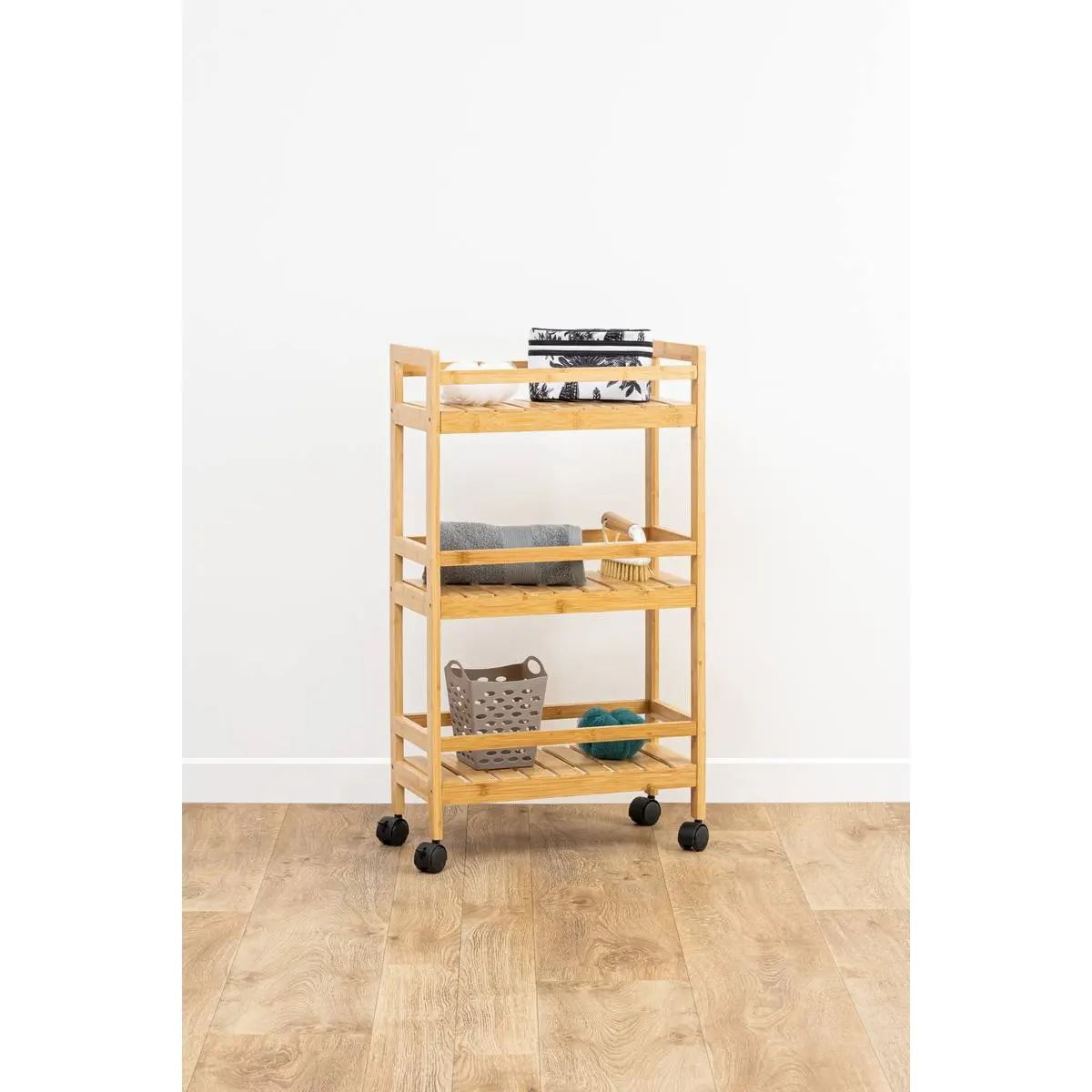 5Five Keukentrolley– Bamboe Hout – 80 x 45 x 22 cm – Bruin – Keukenkast op Wielen afbeelding