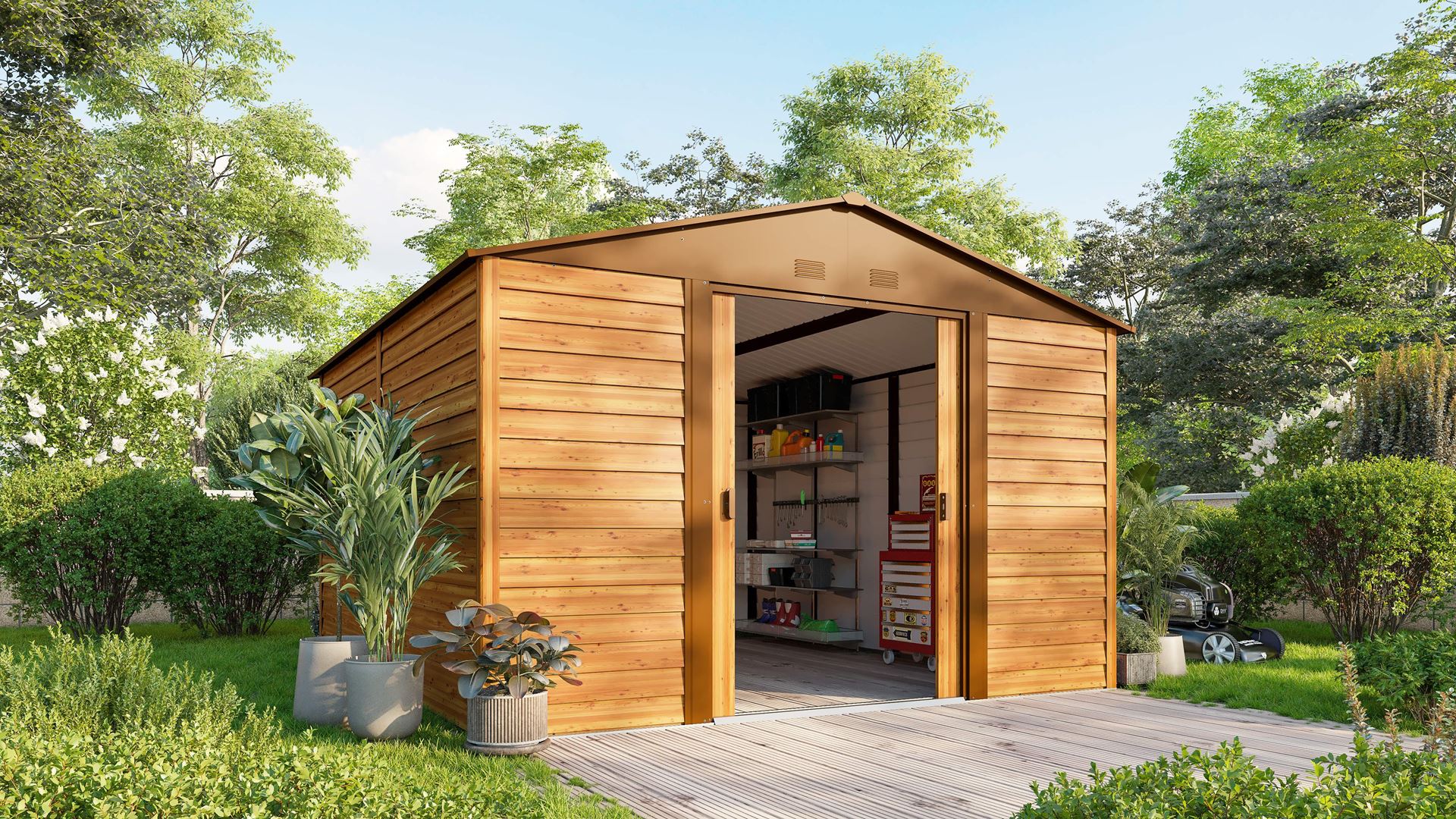 Vitavia Tuinberging Frankfurt II 1112 - houtdecor - Tuinberging metaal - L309 x 352 x H220 cm afbeelding