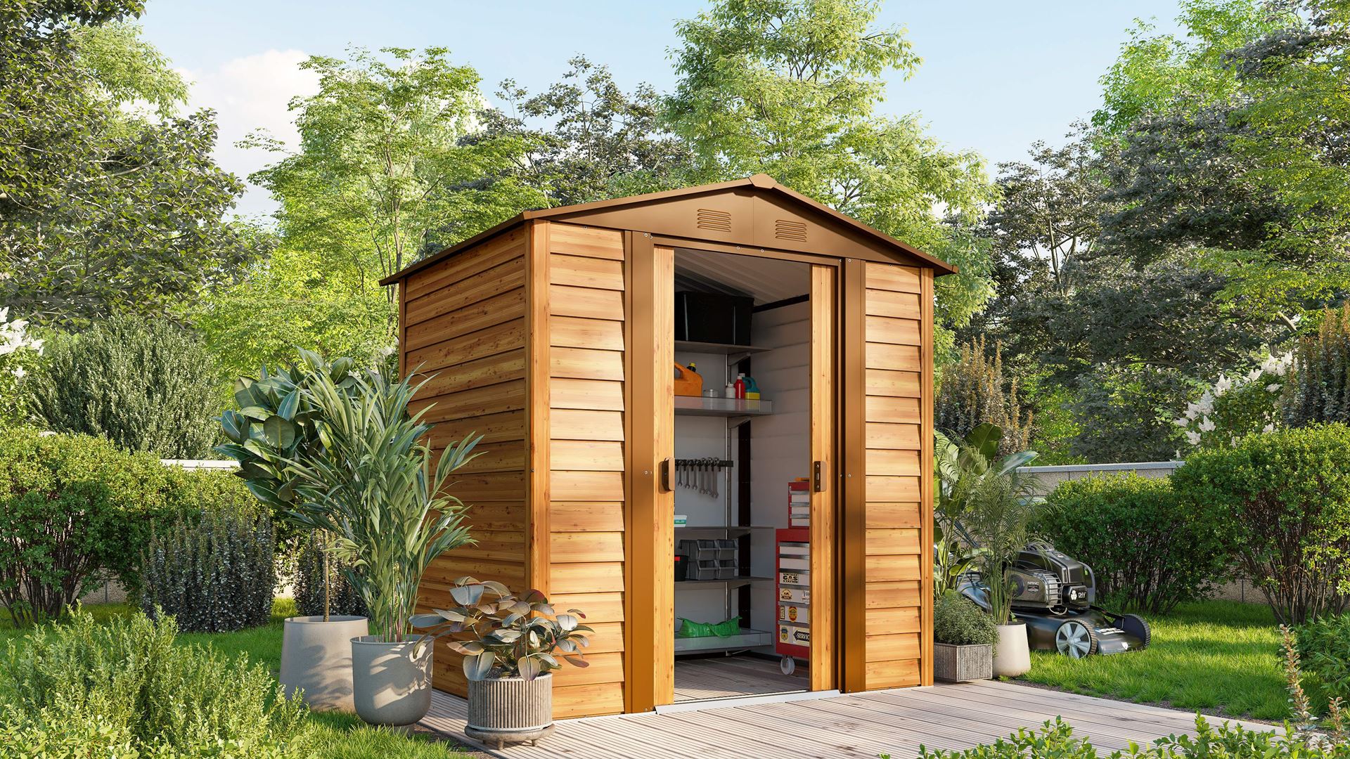 Vitavia Tuinberging Frankfurt II 65 - houtdecor - Tuinberging metaal - L181 x 137 x 203 cm afbeelding