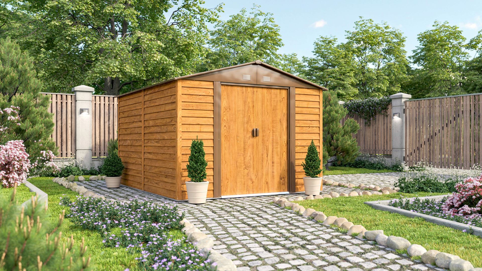 Vitavia Tuinberging Frankfurt II 911 - houtdecor - Tuinberging metaal - L266 x 309 x 215 cm afbeelding