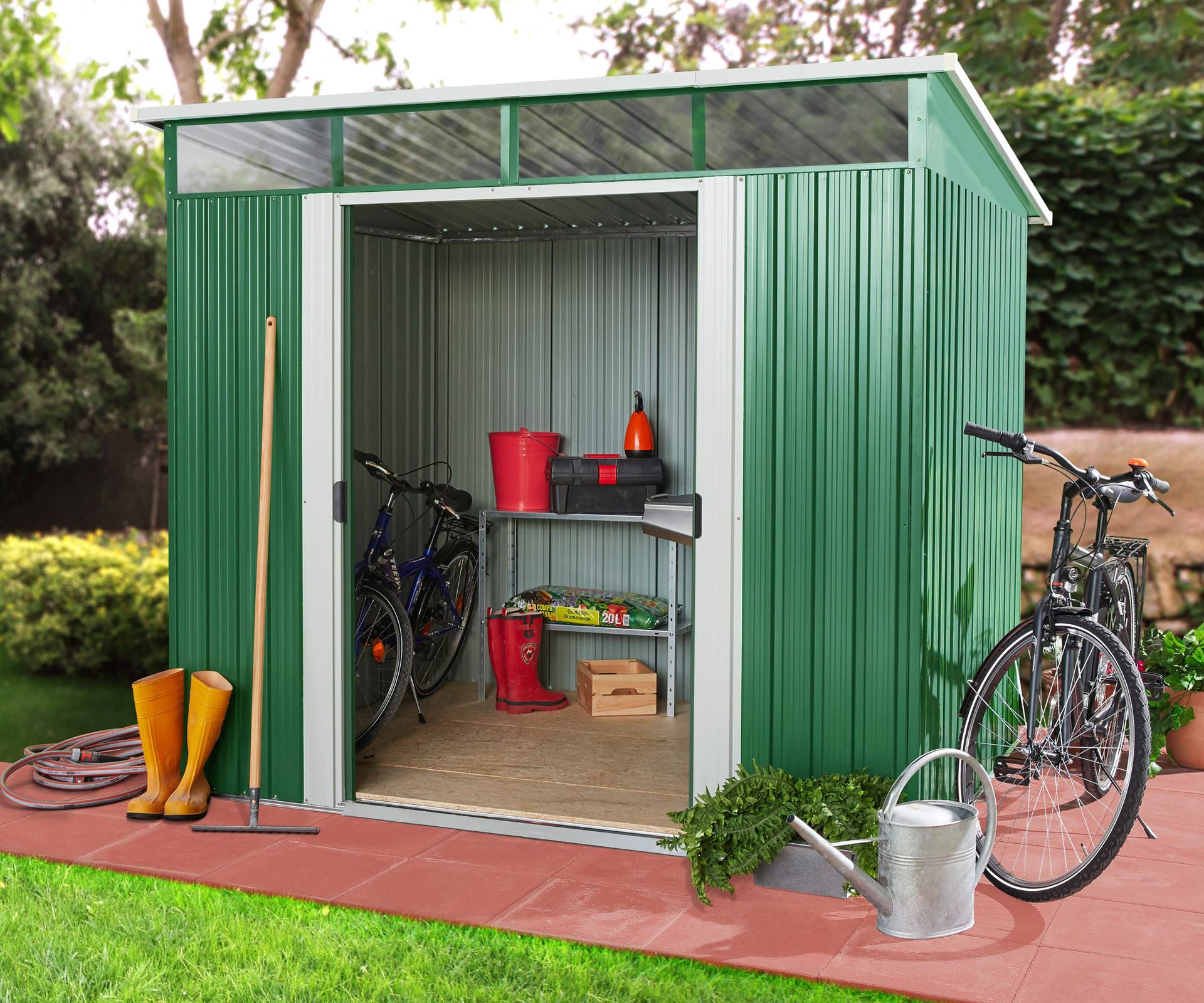 Vitavia Tuinberging Lübeck 86 - dennegroen/weiß - Tuinberging metaal L181 x B224 x H203cm afbeelding