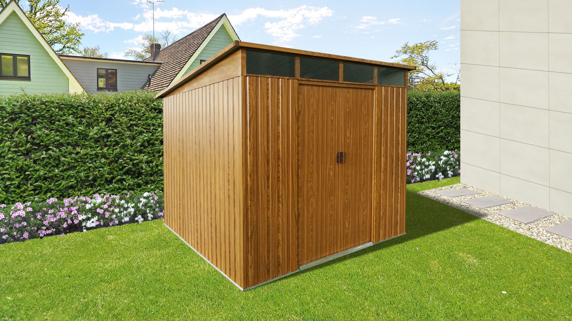 Vitavia Tuinberging Lübeck 89 - red wooden - Metalen tuinberging - L224 x B267 x H203cm afbeelding