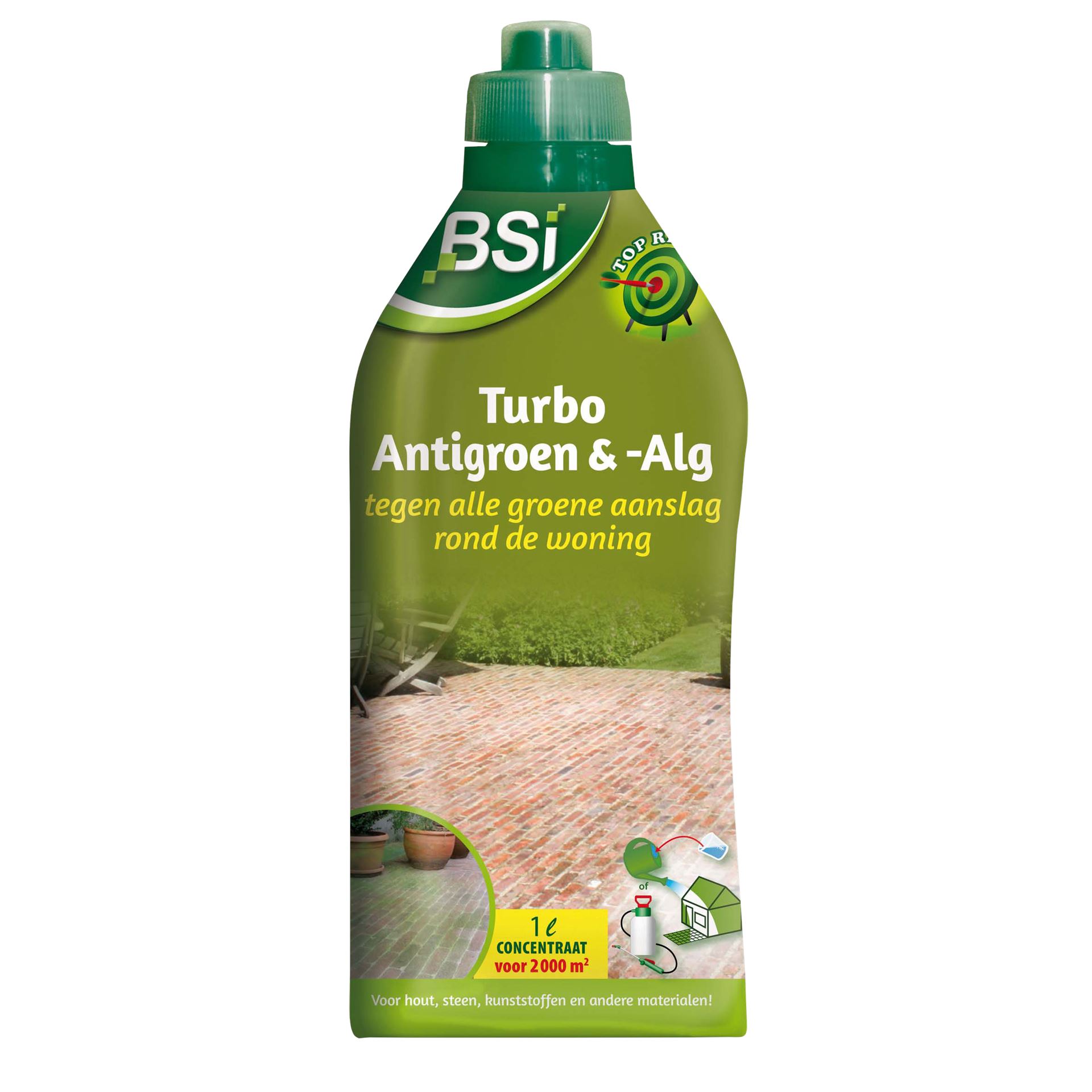 BSI - Turbo Antigroen&Alg Concentraat - 1 l voor 2000m² - Tegen Groene aanslag en korstmossen rond de woning afbeelding