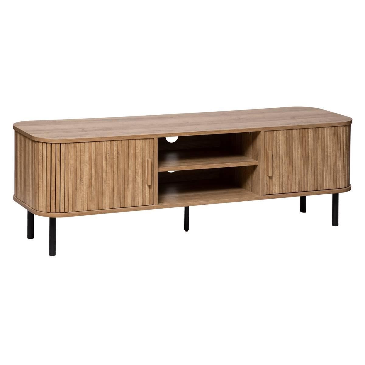 Atmosphera Colva TV-Meubel - 2 Schuifdeuren - Houtlook & Zwart - 140 x 40 x 53 cm