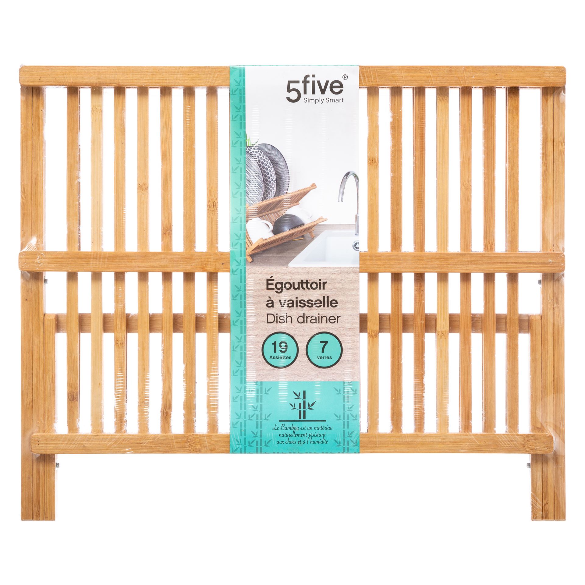 Secret de Gourmet bamboe houten afdruiprek - 42 x 33 cm - 2-laags afwasrek afbeelding