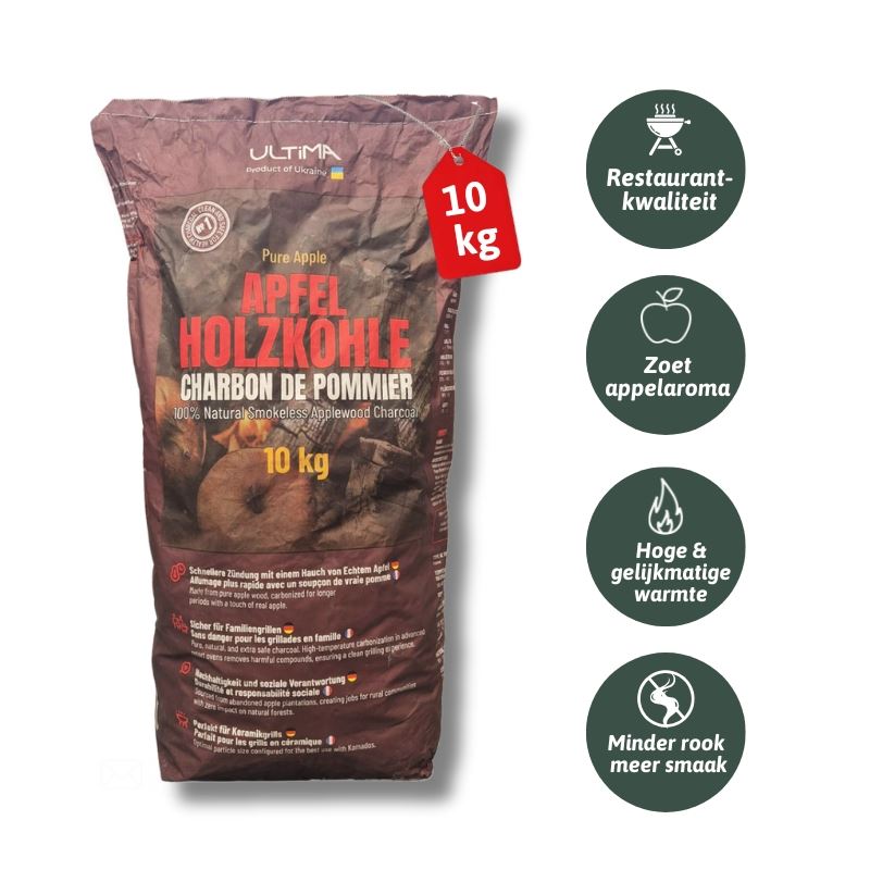 Ultima - appelhout houtskool 10kg - restaurantkwaliteit afbeelding