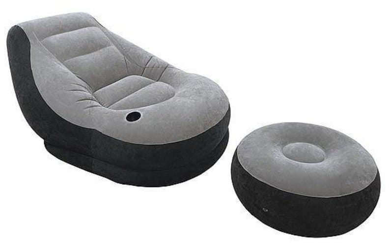Intex Opblaasbare Loungestoel met poef - 130x99x76 cm - Met bekerhouder en reparatiepatch afbeelding