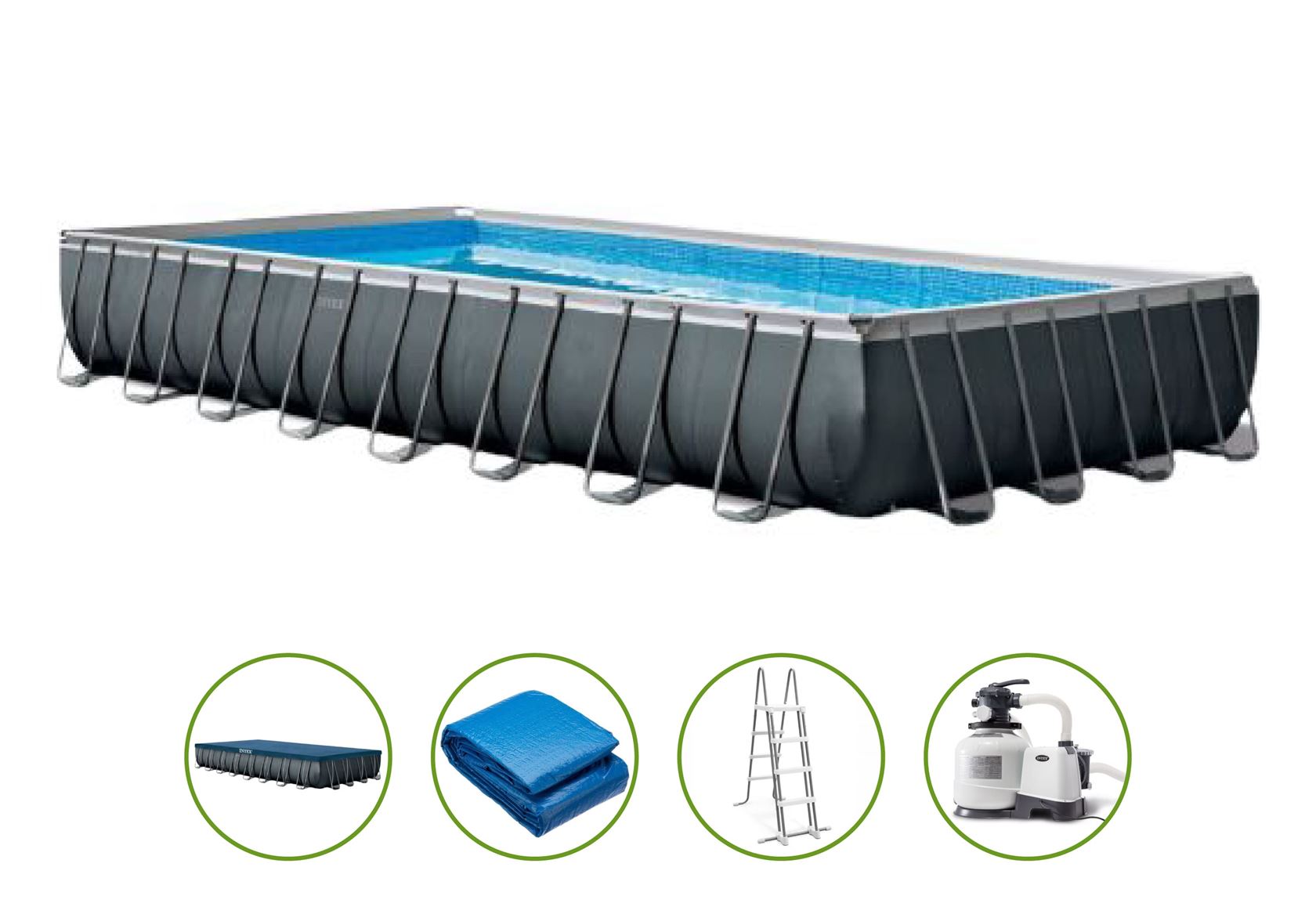 Intex Ultra XTR Frame Set opbouwzwembad - rechthoekig - L975 x B488 x H132 cm afbeelding