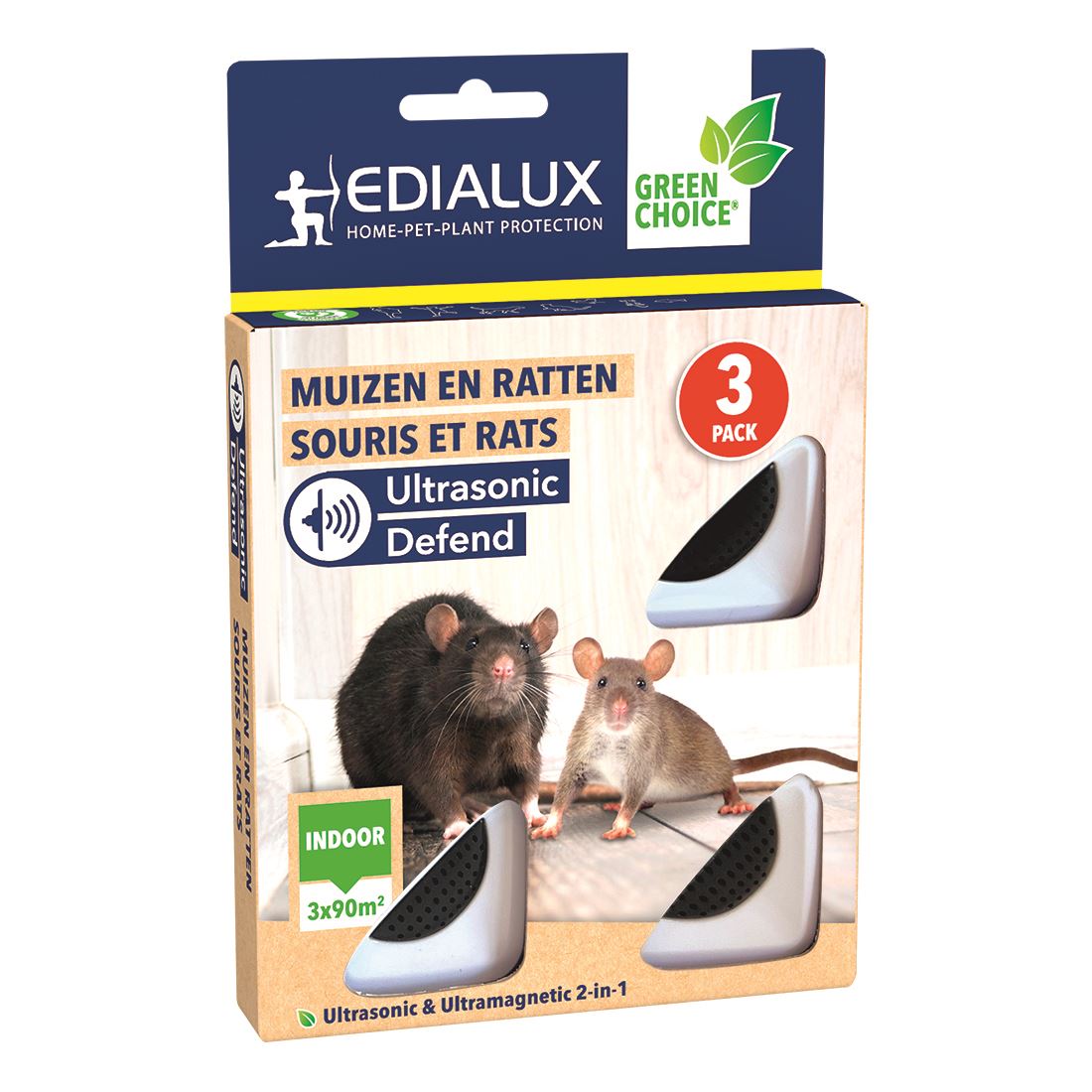 Edialux ultrasone ongedierteverjagers 3x90m² - 3 stuks afbeelding