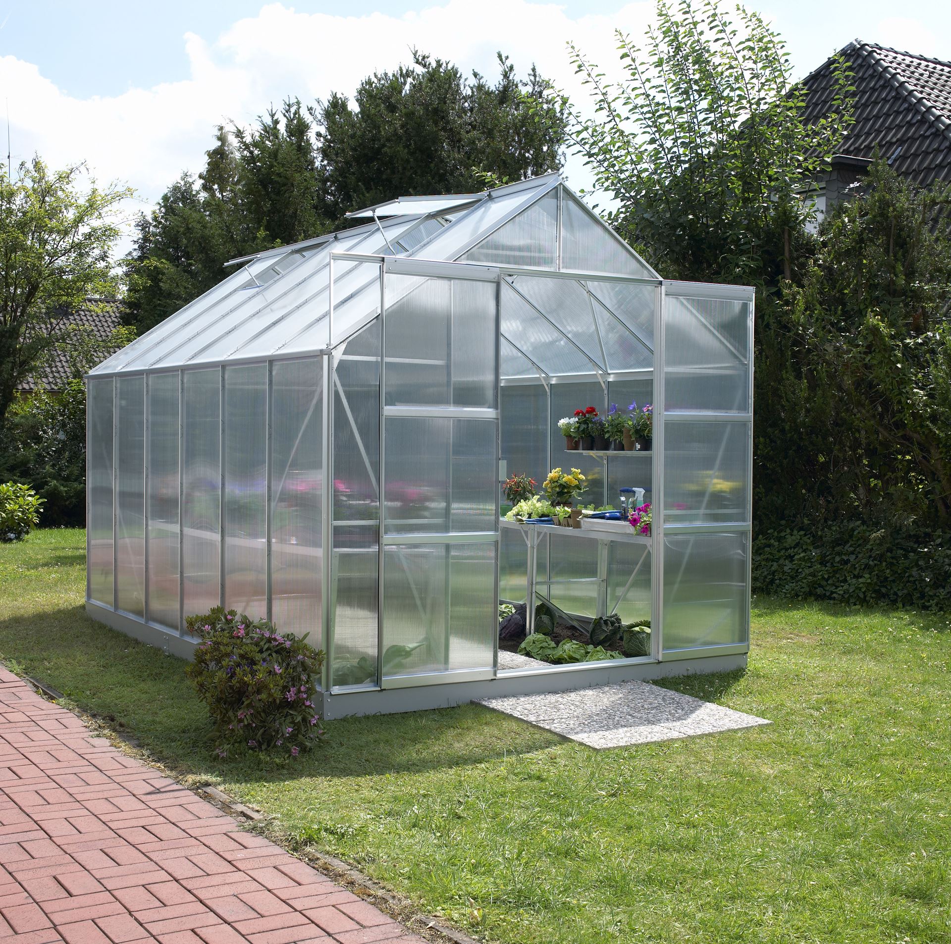 Vitavia Uranus serre - 9,9m² - met 4 mm polycarbonaat - Aluminium afbeelding