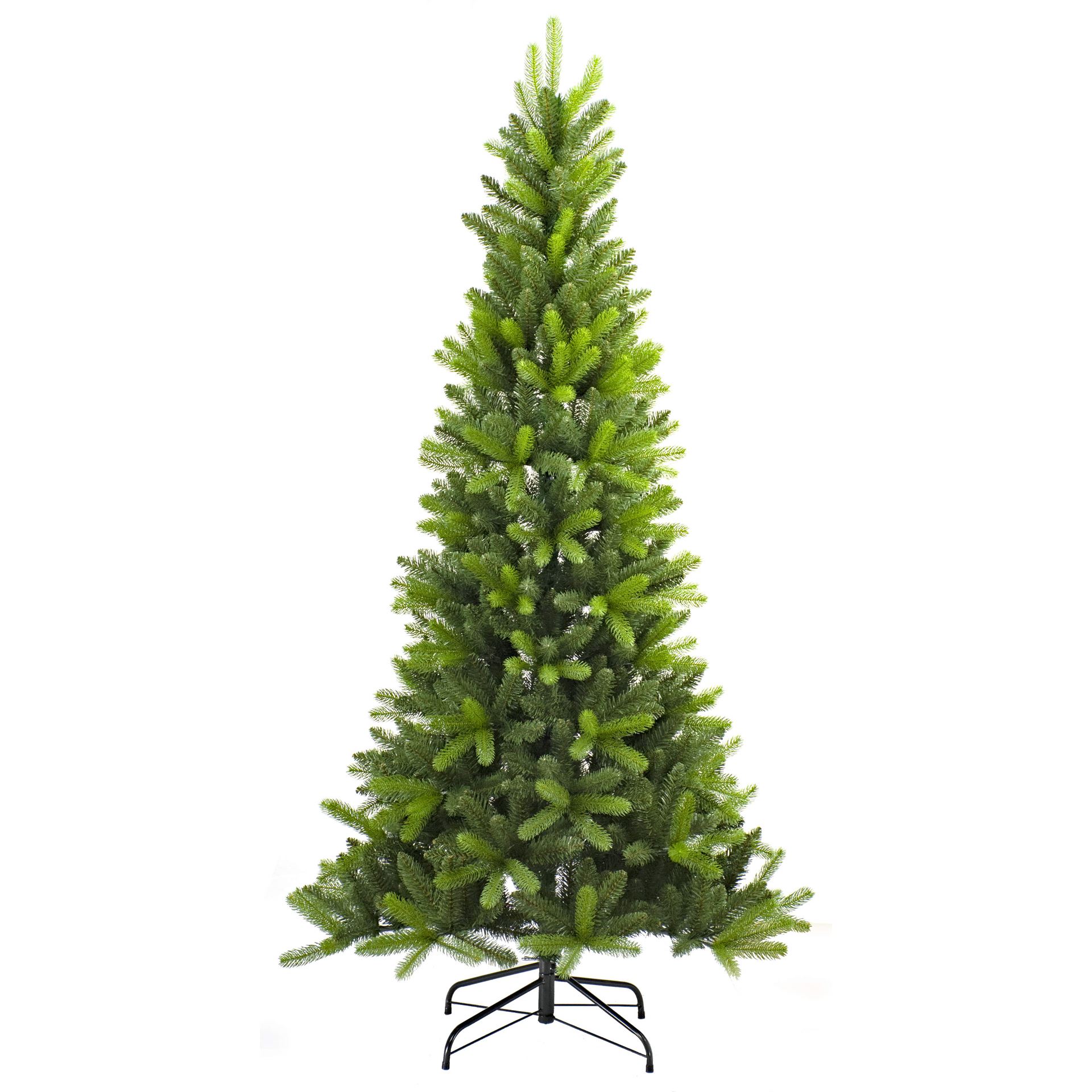 Utah kunstkerstboom smal - 210 cm - groen -Ø 104 cm - 1.140 tips - metalen voet afbeelding