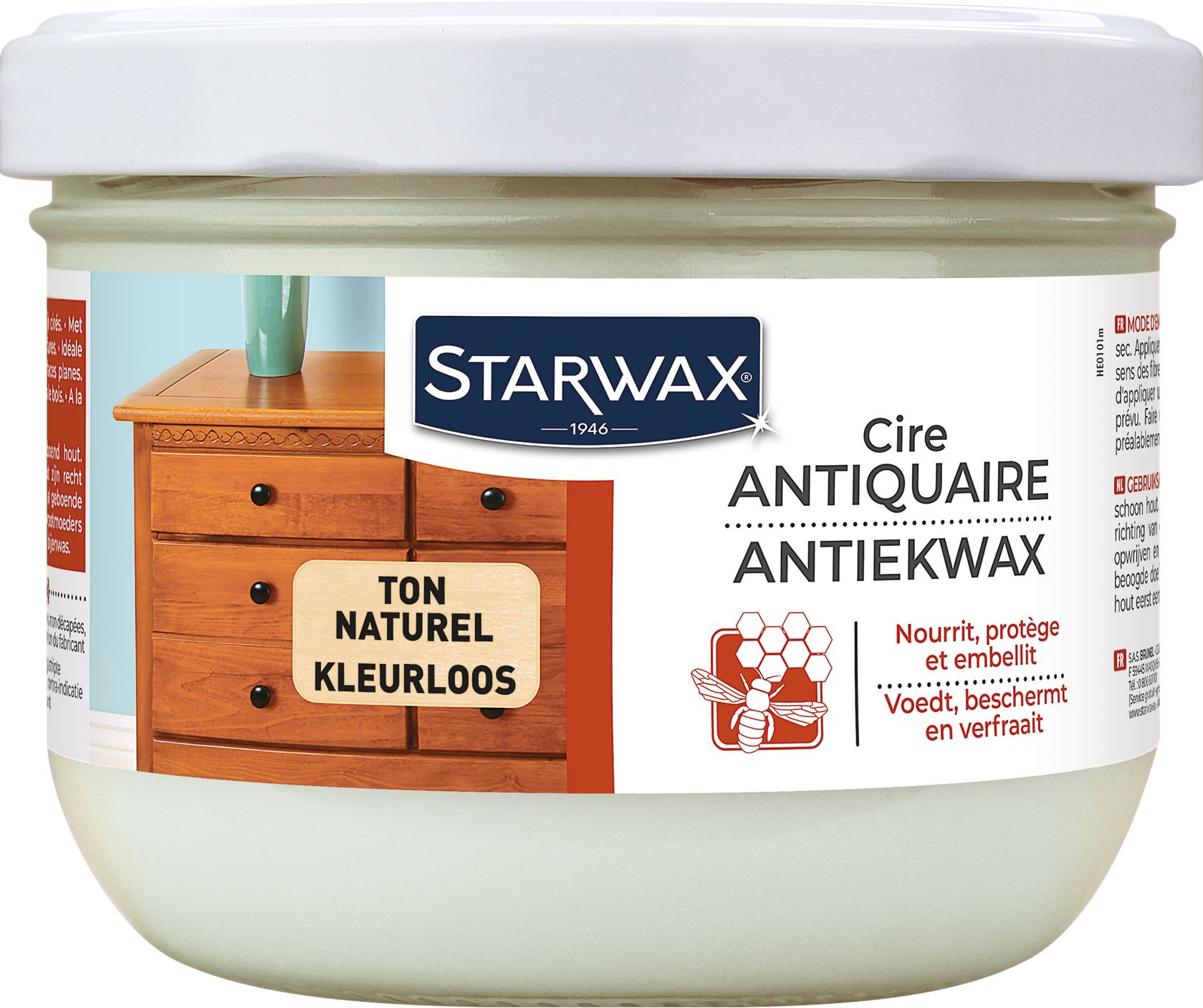 Starwax vaste en kleurloze antiquiaire boenwas - 375ML afbeelding