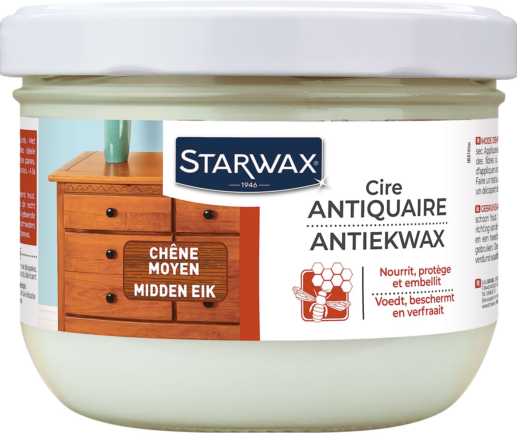 Starwax vaste boenwas voor moderne en antieke meubels - Midden eik - 375ML afbeelding