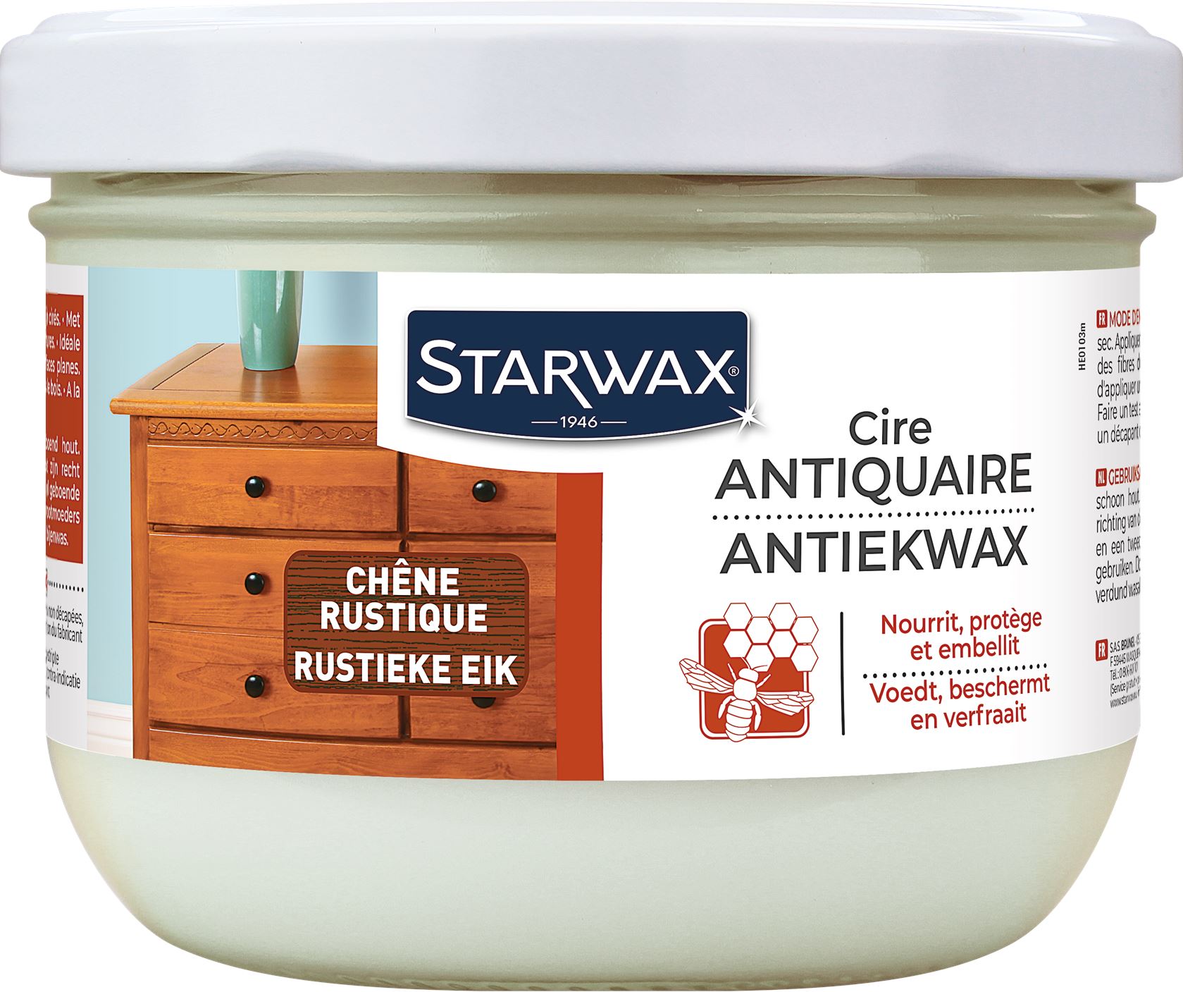 Starwax vaste antiquaire boenwas - Rustieke eik - 375ML afbeelding