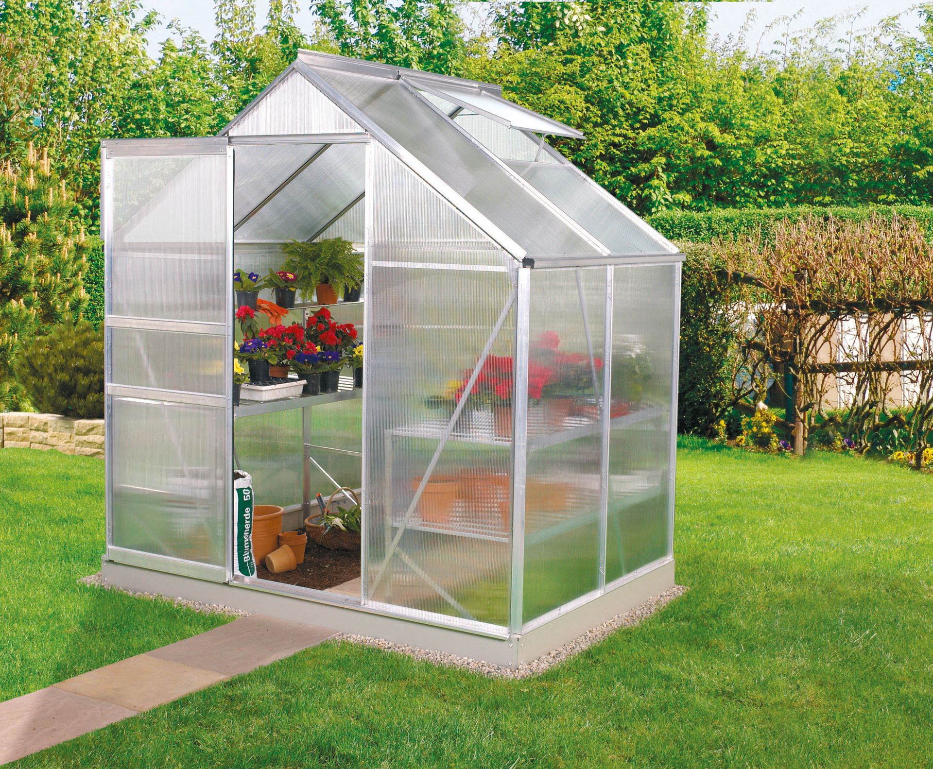 Vitavia Venus serre - 2,5m² - met 4 mm polycarbonaat - Aluminium afbeelding