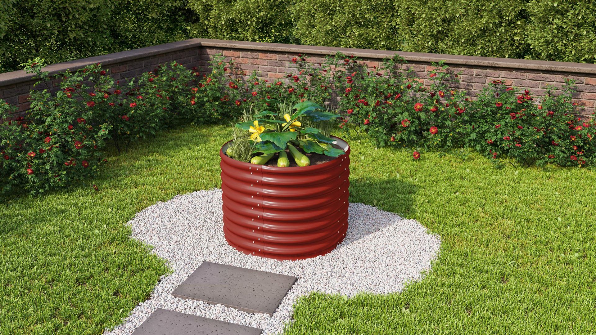 Vitavia Verhoogd Zaaibed Vita Round 630 - Robijnrood - 63cm afbeelding