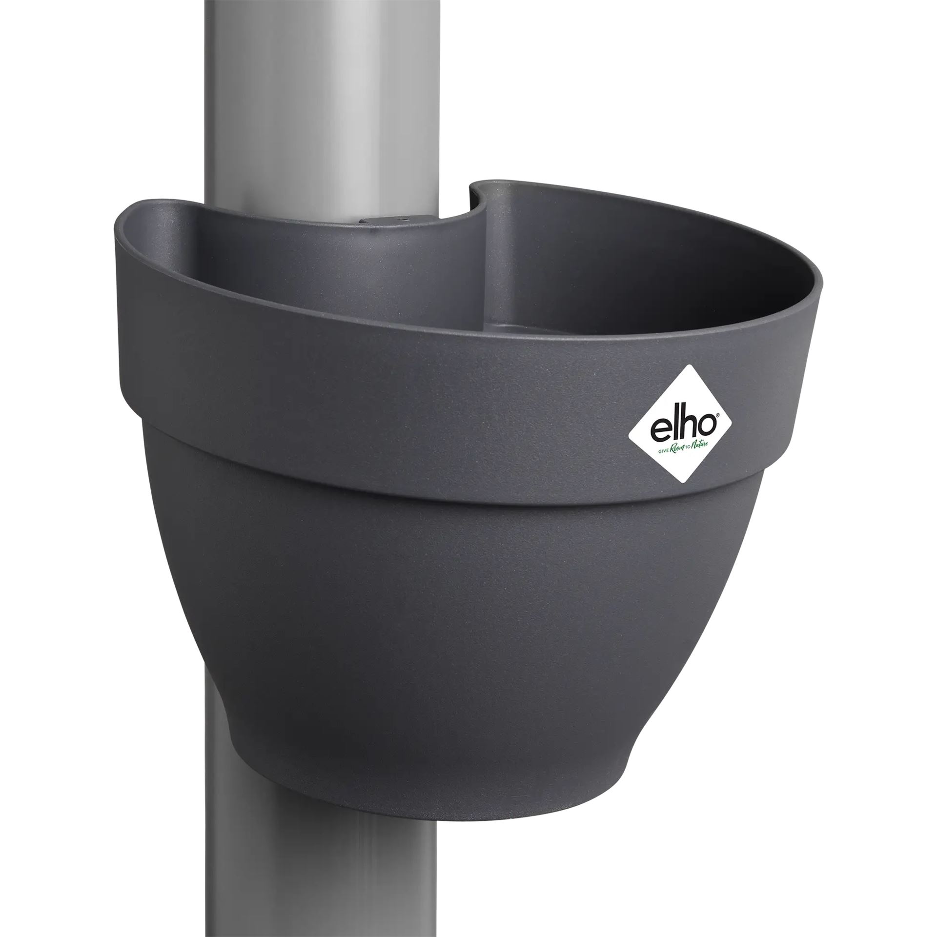 elho Vibia Campana regenpijpbakje 22cm - Antraciet (Grijs) -Ø19 x H16 cm - Fleur rond een regenpijp - 100% gerecycled afbeelding