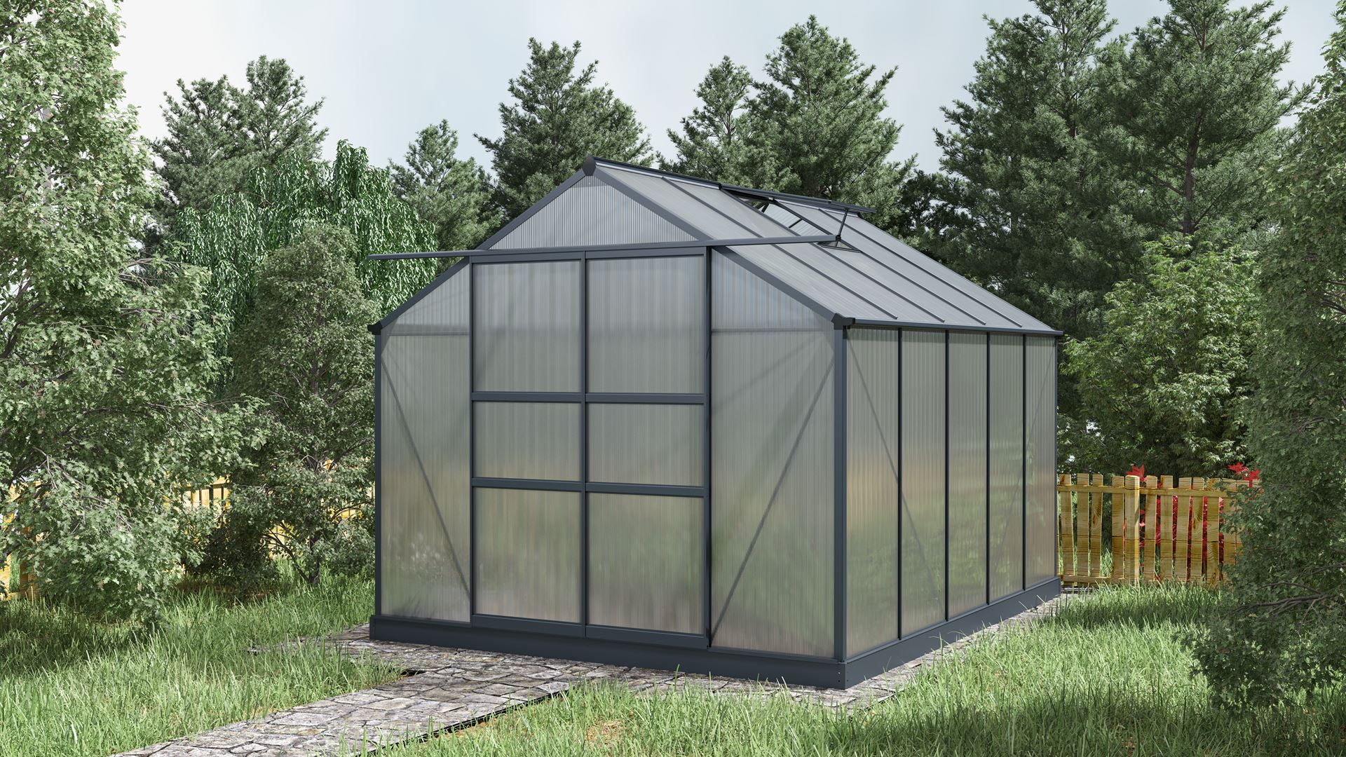 Viva serre - 7,5m² - met 4 mm polycarbonaat - Grijs afbeelding
